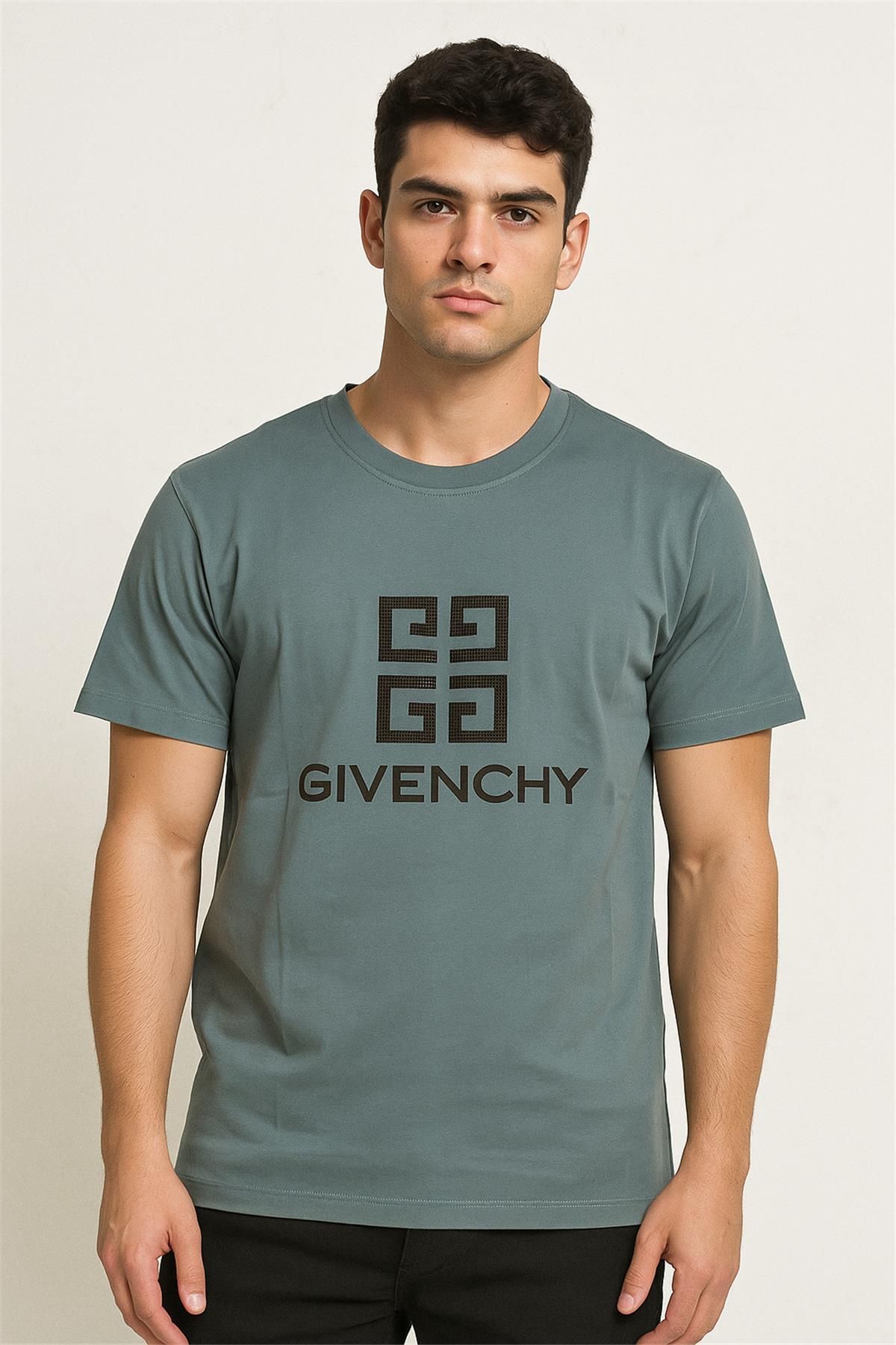Trend07 GWENCHY 4K MOTİF COTTON T-SHİRT GRİ