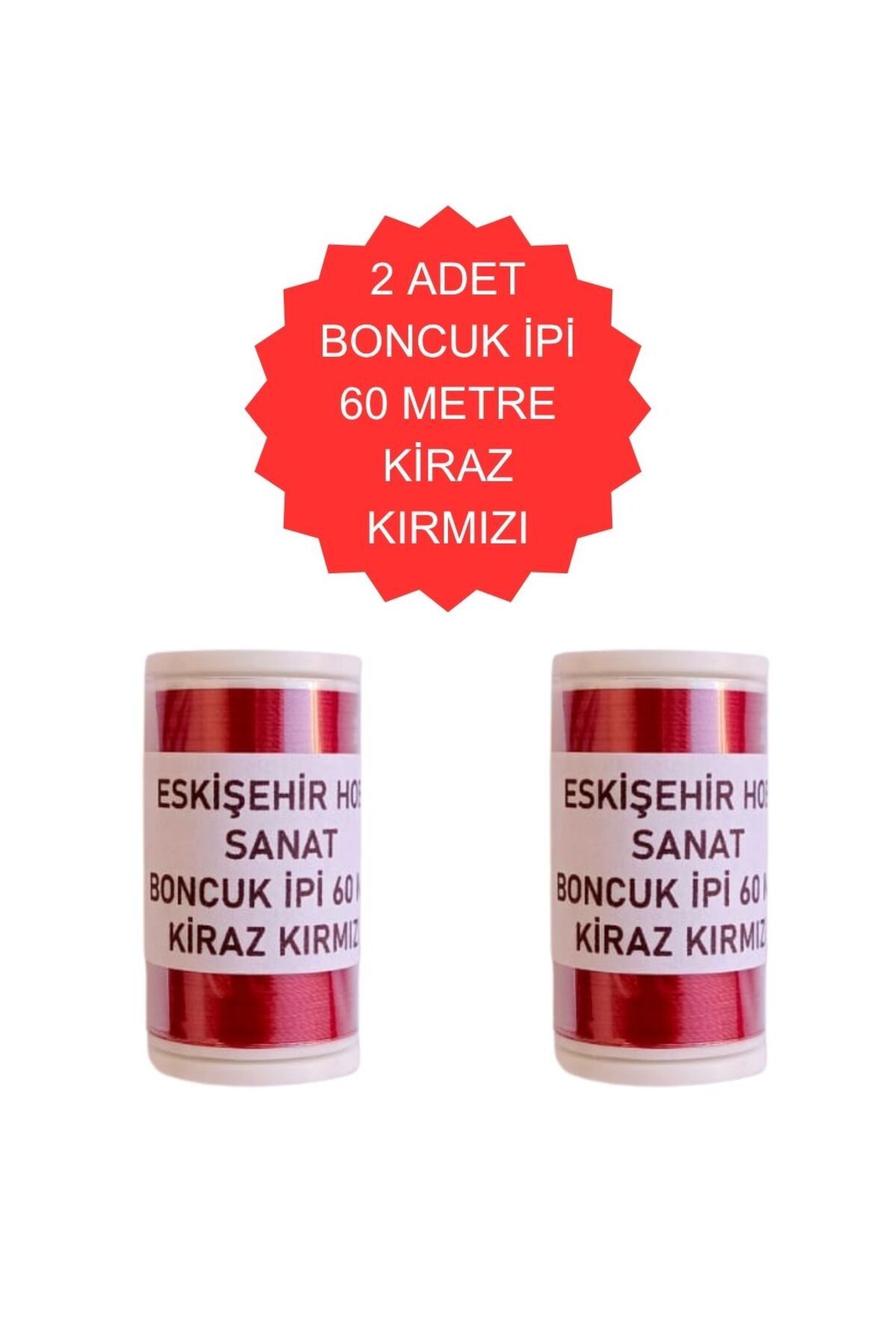 Eskişehir hobi sanat 2 Adet 60 Metre Kiraz Kırmızı Renk Kum Boncuk ipi Boncuk İşleme ipi Miyuki ipi