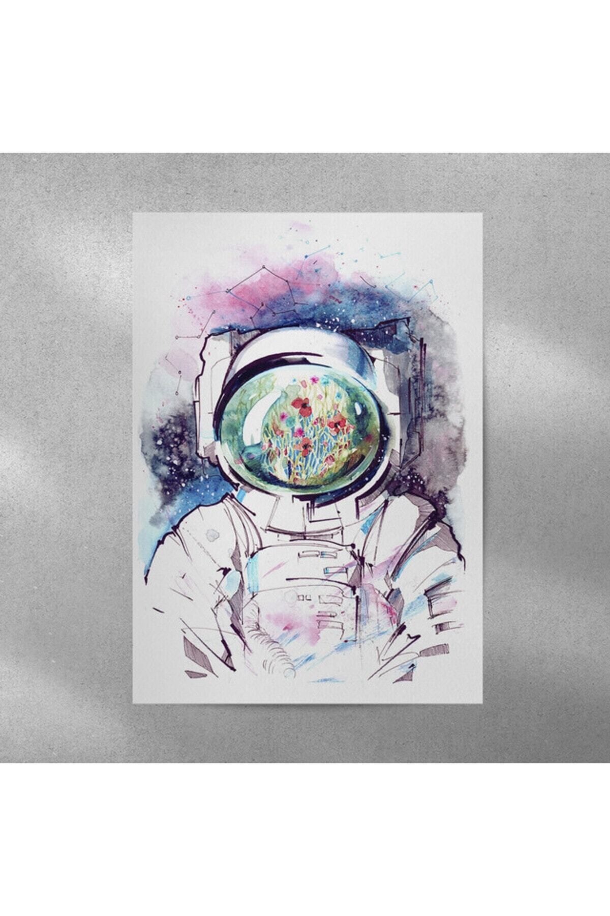Elioure Gökyüzü Temalı Astronot Posteri 35x50 cm, Dekoratif ve İlgi Çekici Tasarım