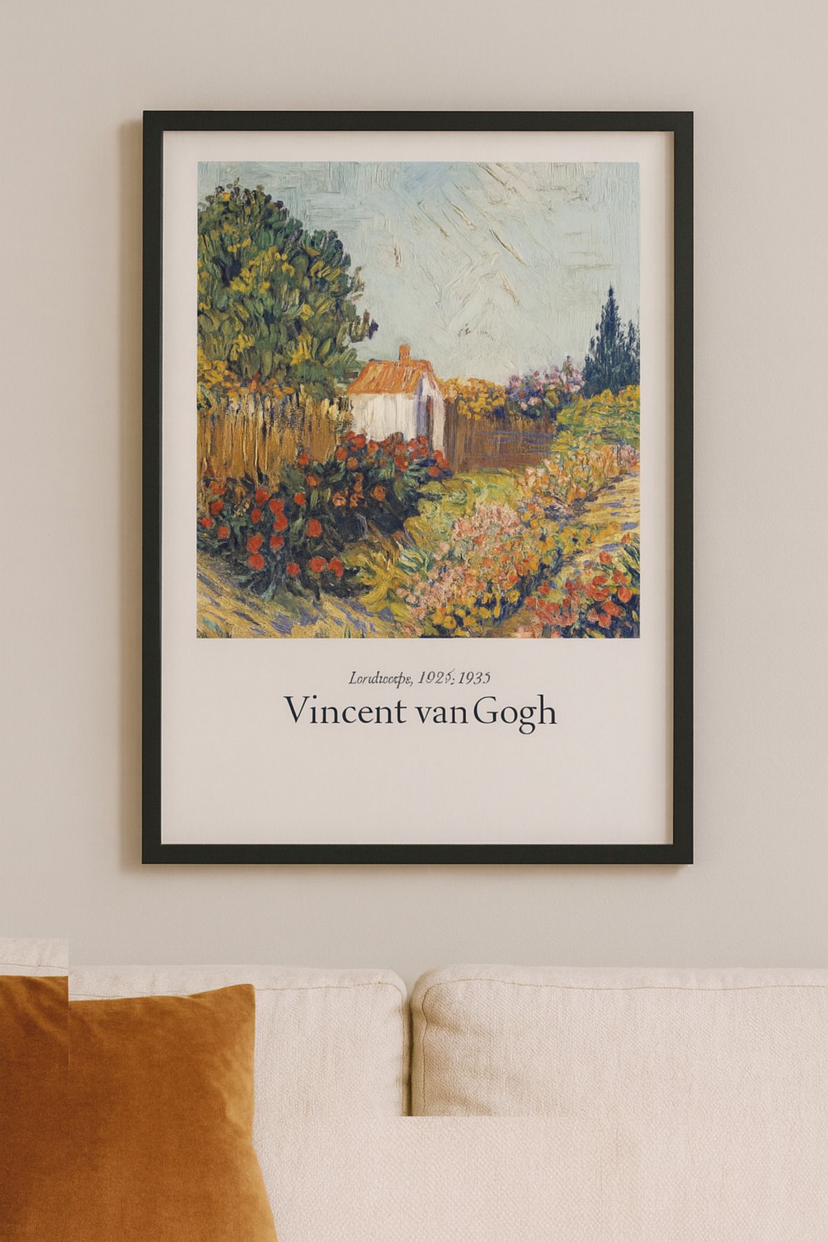 seninürünün Van Gogh - Landscape, 1925-1928 - Gerçek Cama Baskı Siyah Alüminyum Metal Çerçeveli Tekli