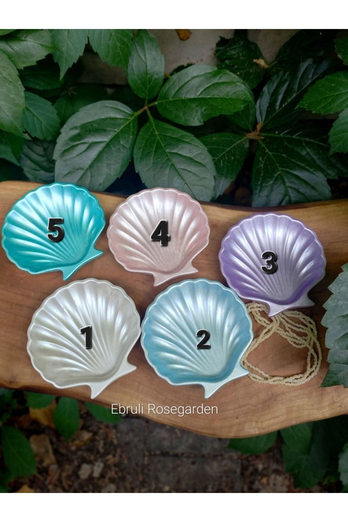Ebruli Rosegarden 2 Li Inci Serisi 10 Cm Deniz Kabuğu Istiridye Beton Dekoratif Kase Takı Tabağı Ve Tealight Mum