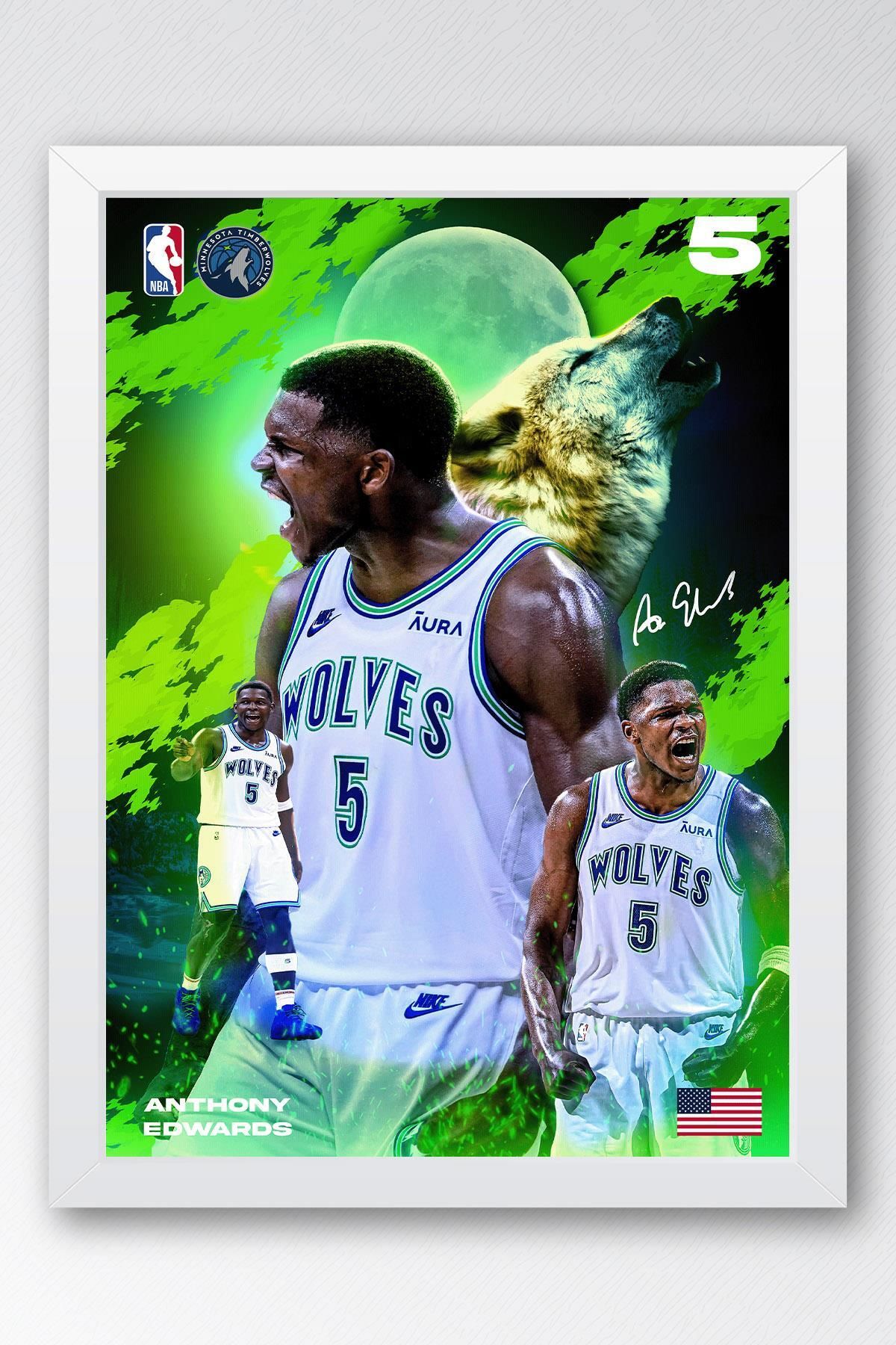 Saturn Anthony Edwards Çerçeveli Tablo - Minnesota Timberwolves NBA Posteri Tablo