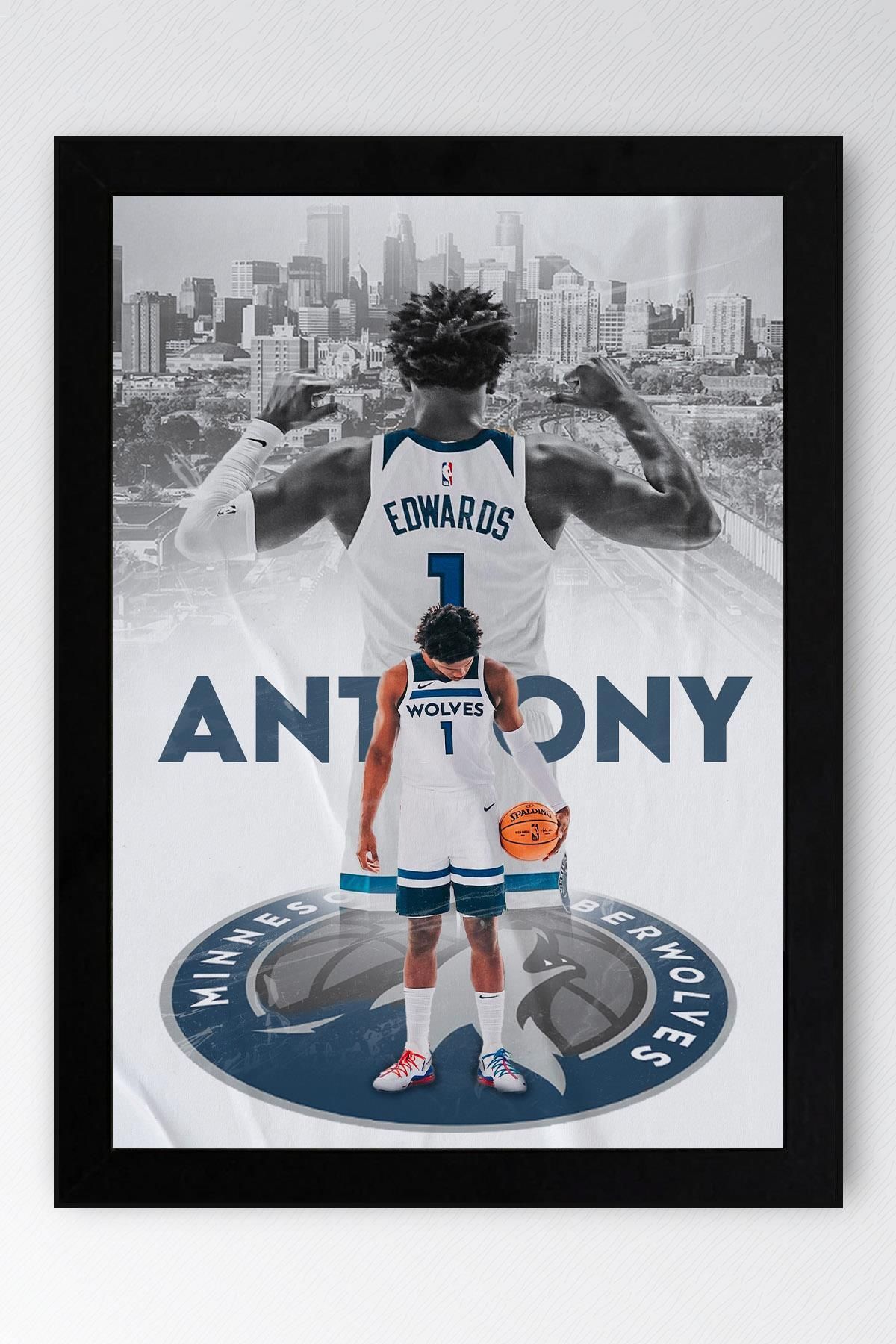 Saturn Anthony Edwards Çerçeveli Tablo - Minnesota Timberwolves NBA Posteri Tablo