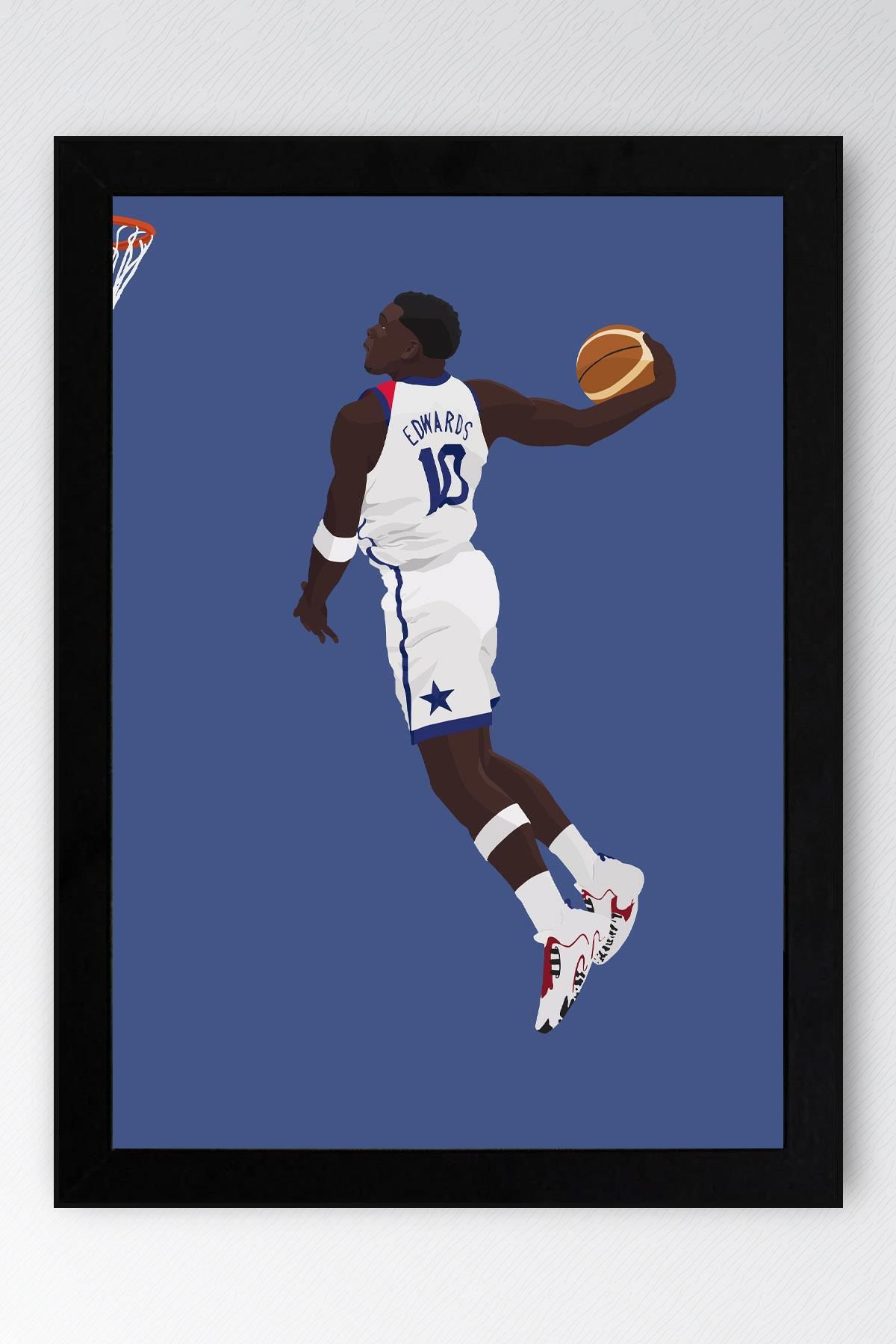 Saturn Anthony Edwards Çerçeveli Tablo - Basketbol NBA Posteri Tablo