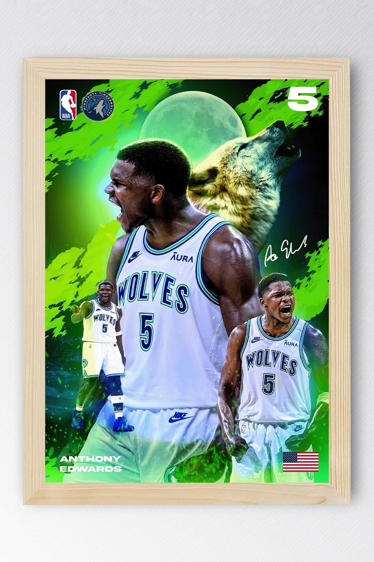 Saturn Anthony Edwards Çerçeveli Tablo - Minnesota Timberwolves NBA Posteri Tablo