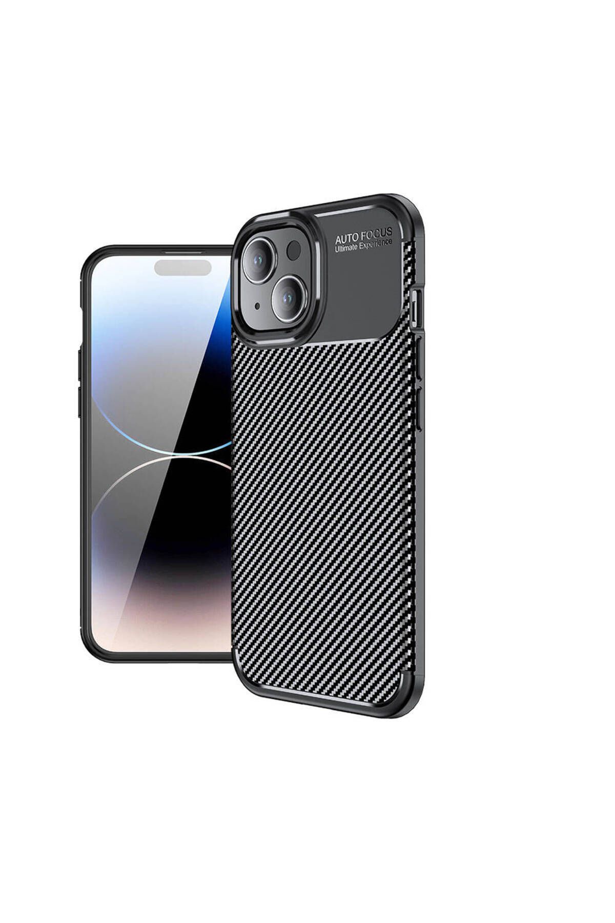 Ehr. iPhone 15 Uyumlu Kamera Korumalı Darbe Önleyici Carbon Brushed Silikon Kılıf