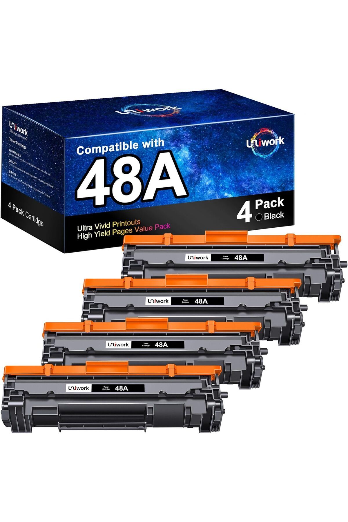 HP CF244A/CF248A Compatible for Laserjet Pro M15w M29w M30w M31w MFP M28w M16w Printer (Black, 4 Pack