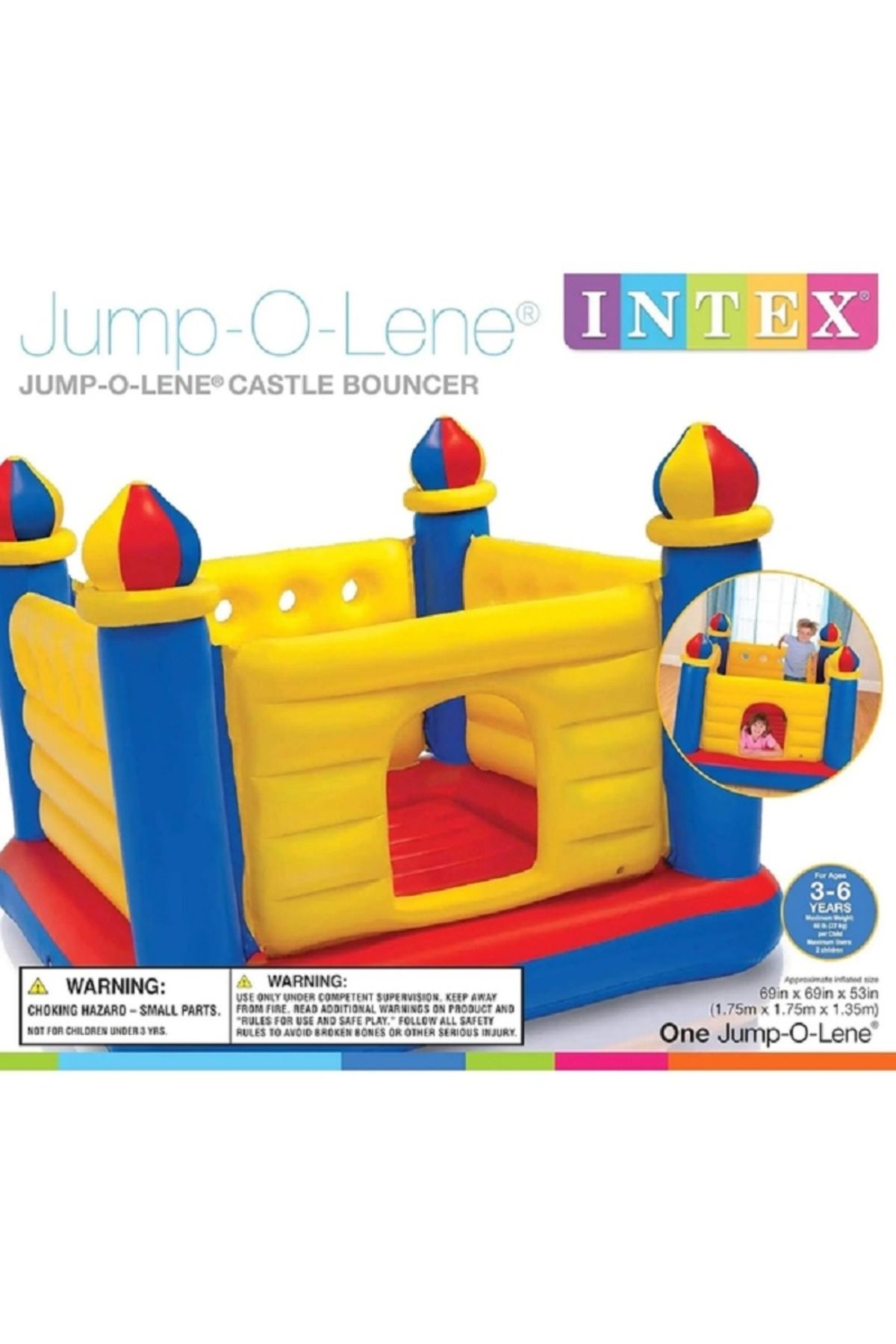 Intex-Jump-o-lene Inflatable Castle House Bouncer Multicolor Intx 69 X 69 X 53 Inch 2