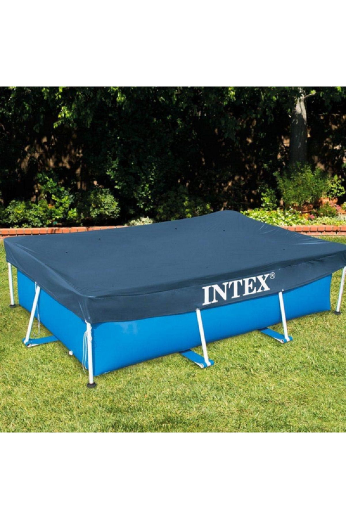 Intex-Solid Rectangular Pool Cover With Drawstring Closure Blue 460 X 230cm 3