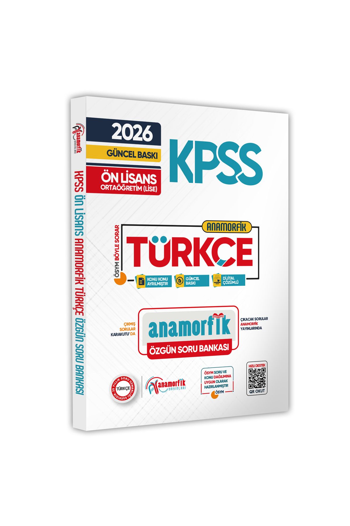 Anamorfik Yayınları 2026 KPSS Ön Lisans/Ortaöğretim Türkçe ANAMORFİK TEK KİTAP Özgün Soru Bankası Dijital Çözümlü
