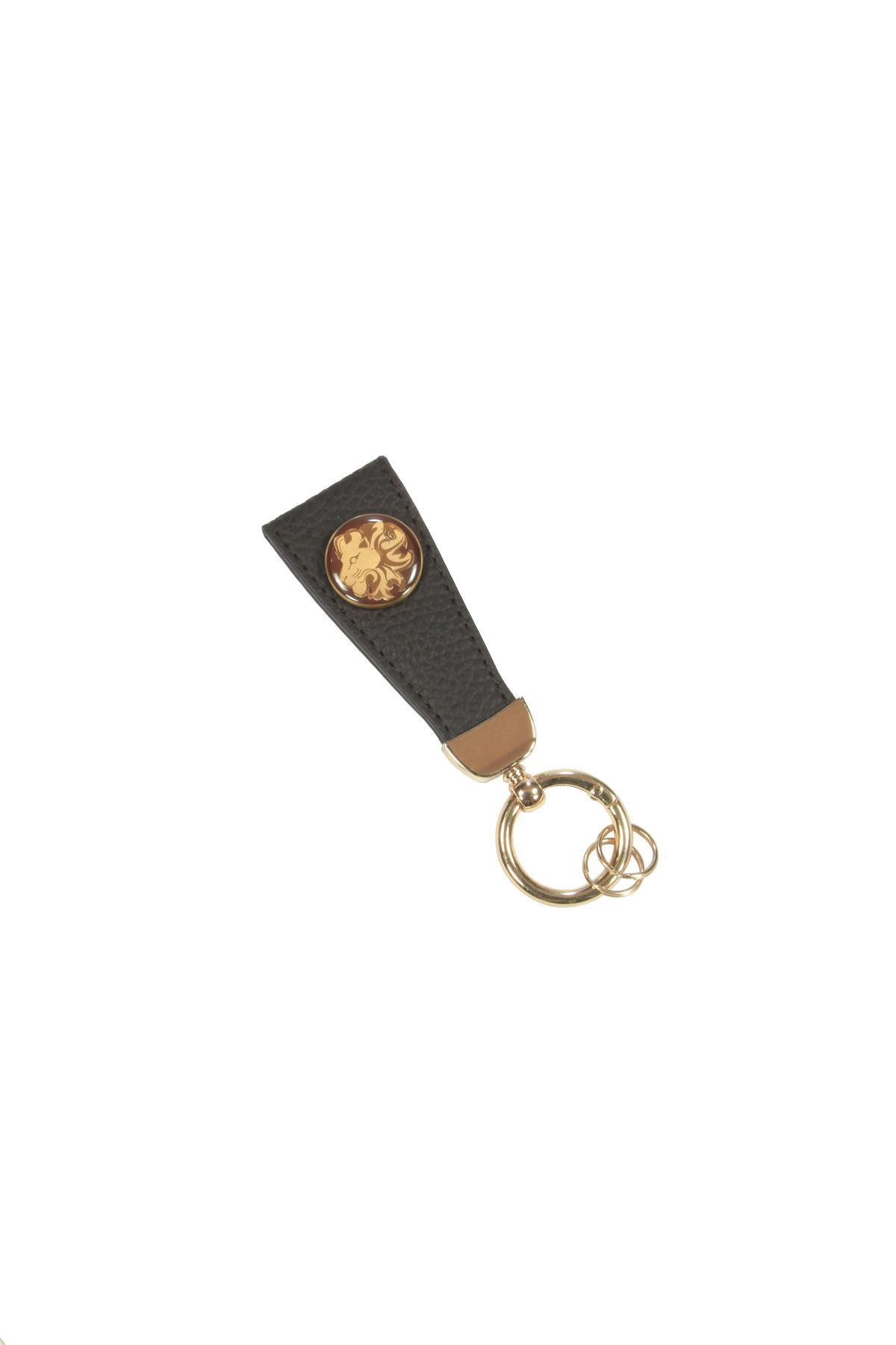 DecorConcept Kahverengi Deri Aslan Burç Gold Anahtarlık