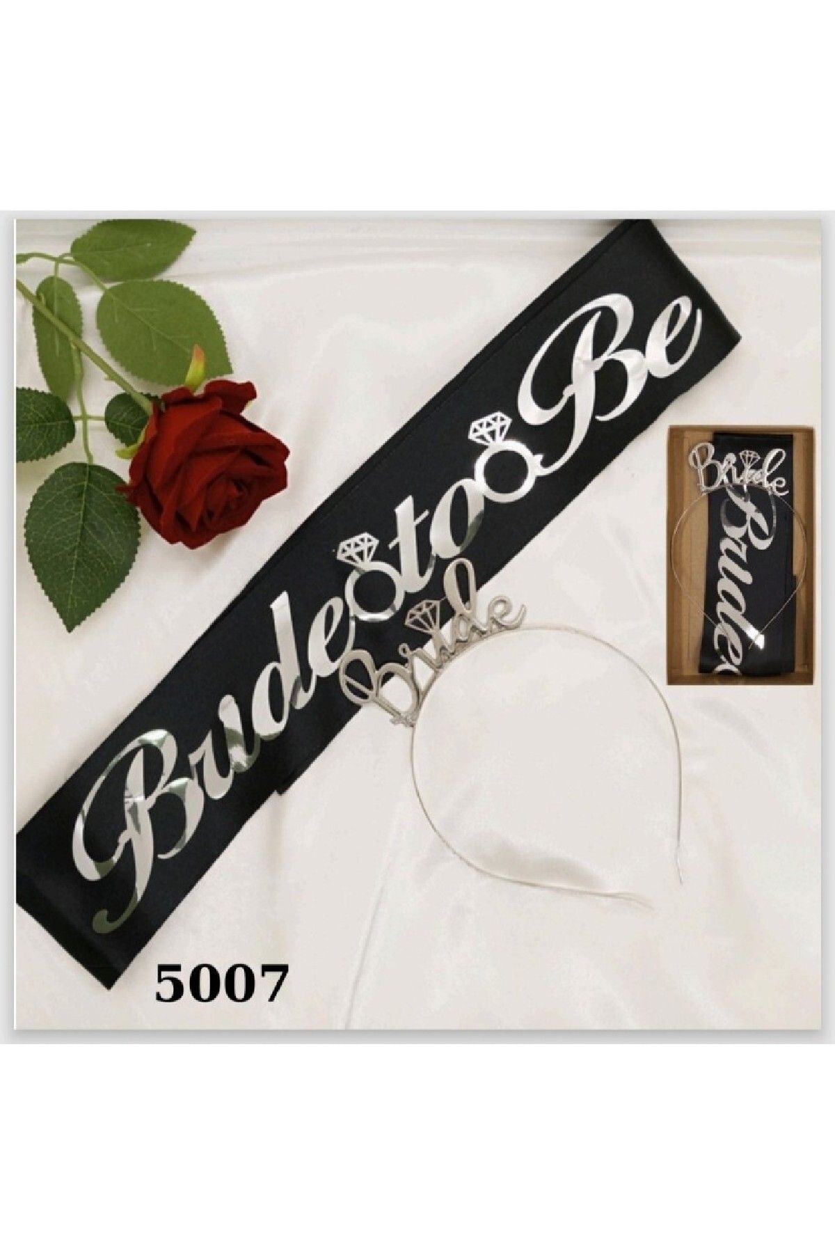 Laviyosa METAL TAÇ KUŞAK SET BRIDE TOBE SİYAH