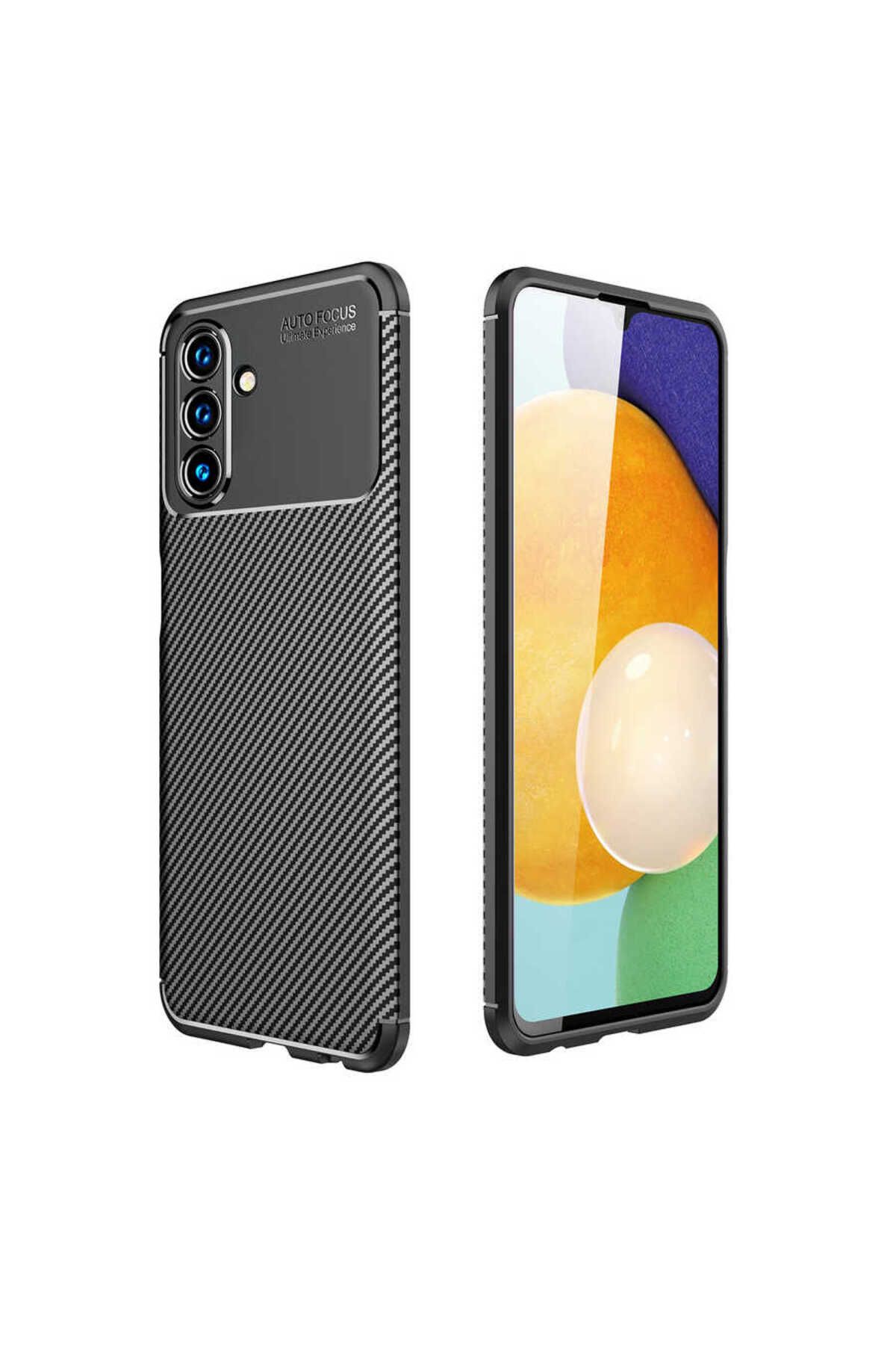 Ehr. Samsung Galaxy A13 Uyumlu Kamera Korumalı Darbe Önleyici Carbon Brushed Silikon Kılıf