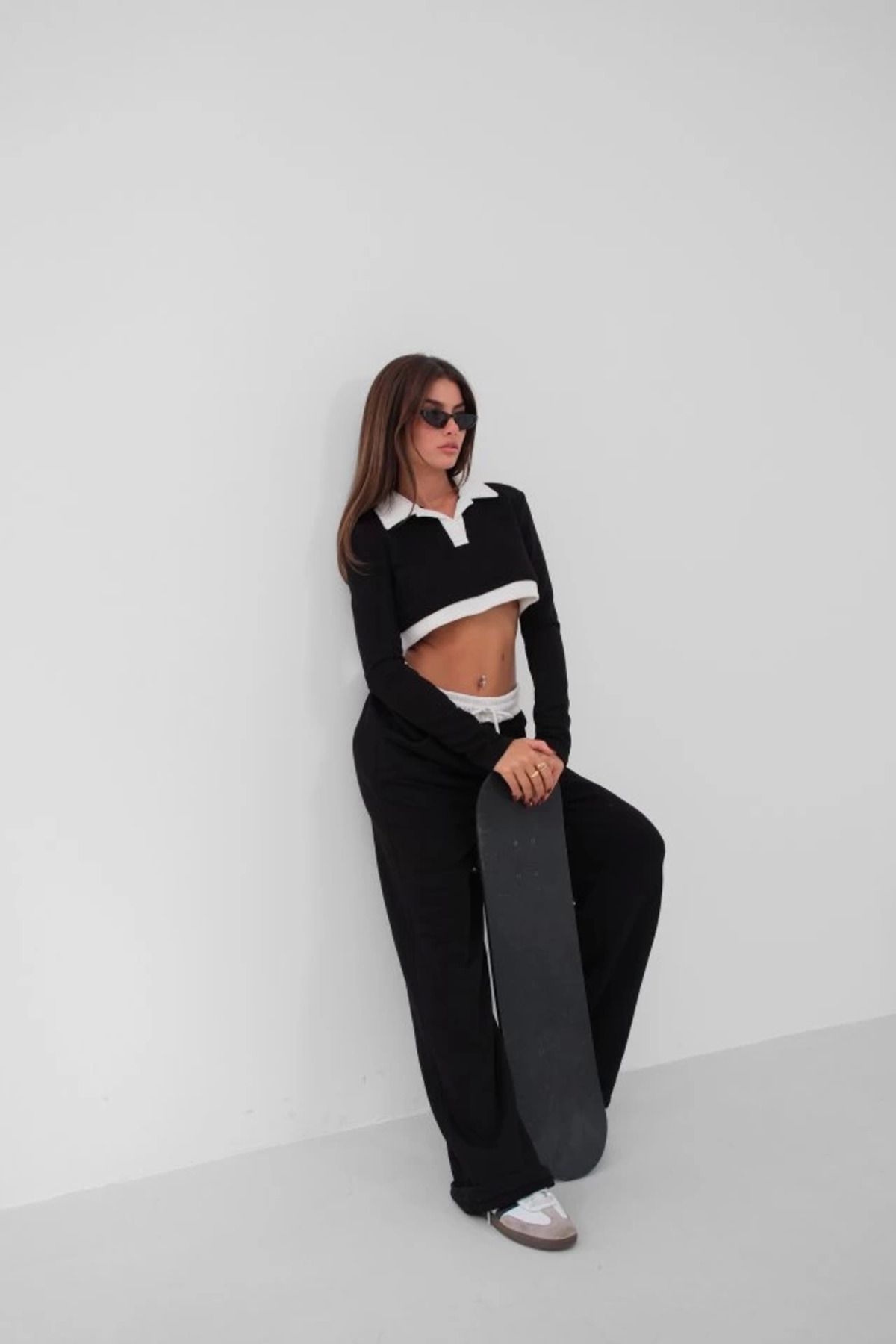 Omarı Garnili Crop Sweatshirt - Trend Giyim Seçenekleri