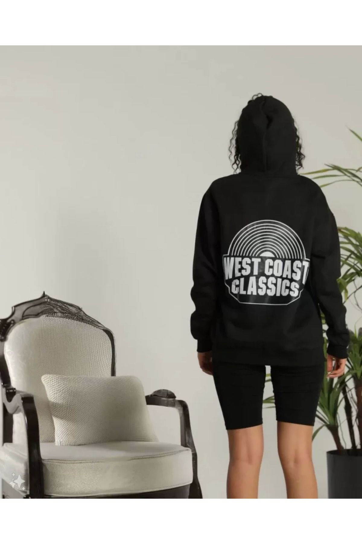 ZORM Oversize Siyah Kapüşonlu Sweatshirt