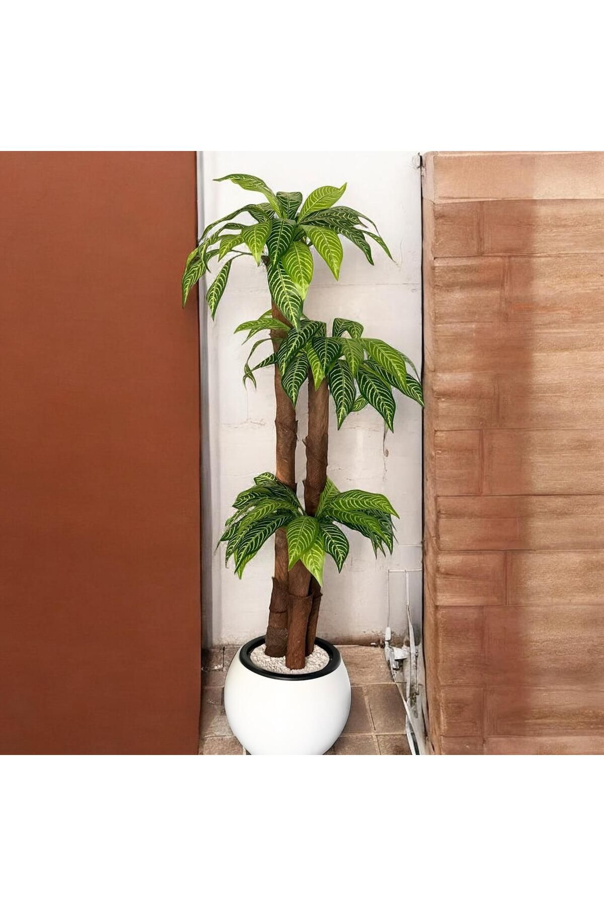 DARE EV YAŞAM YAPAY YUKKA AĞACI KALIN GÖVDELİ YOĞUN ÇİÇEKLİ 160 CM BEYAZ KÜRE SAKSIDA