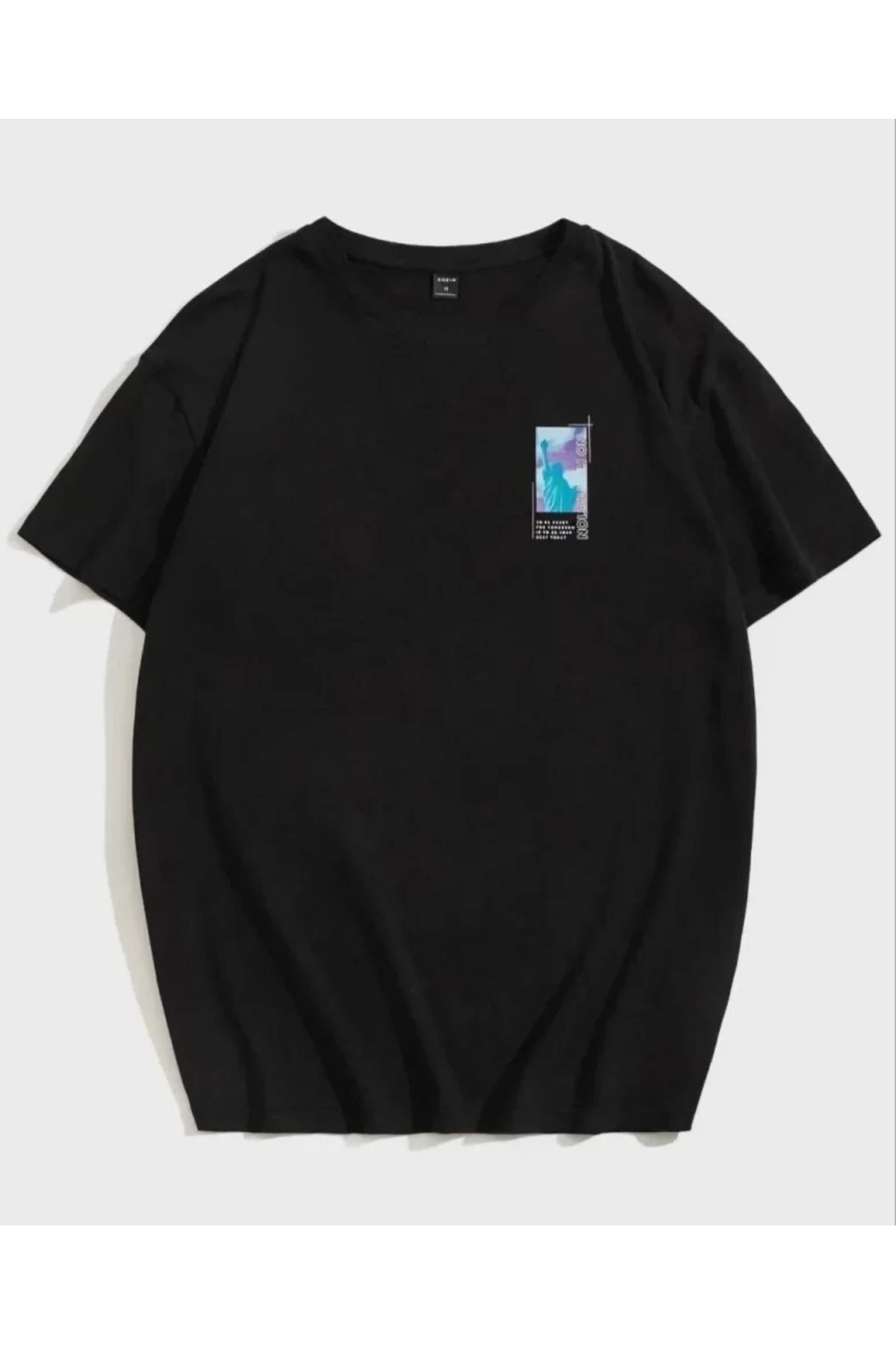Omarı Siyah Baskılı Oversize T-Shirt - Unisex Moda