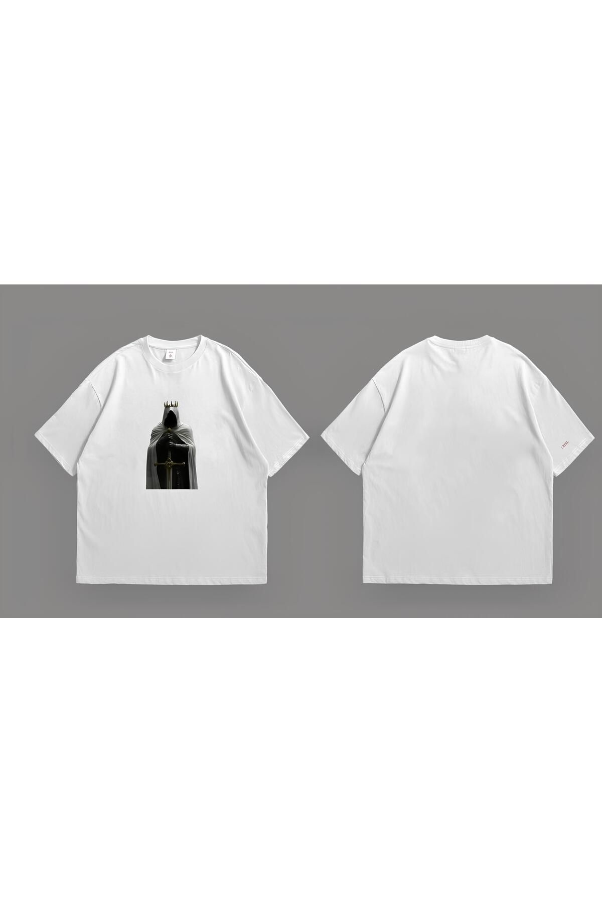 RPT MODA OVERSIZE RAHAT KALIP THE DARK KING BASKILI YÜKSEK KALİTE KUMAŞ ERKEK T-SHIRT