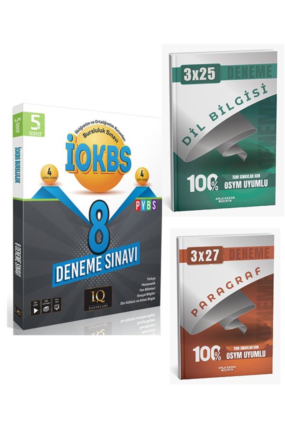 Anla Kazan Yayınları IQ 2026 5. Sınıf İOKBS Bursluluk 8 Deneme Çözümlü+Anla Kazan Paragraf+Dilbilgisi
