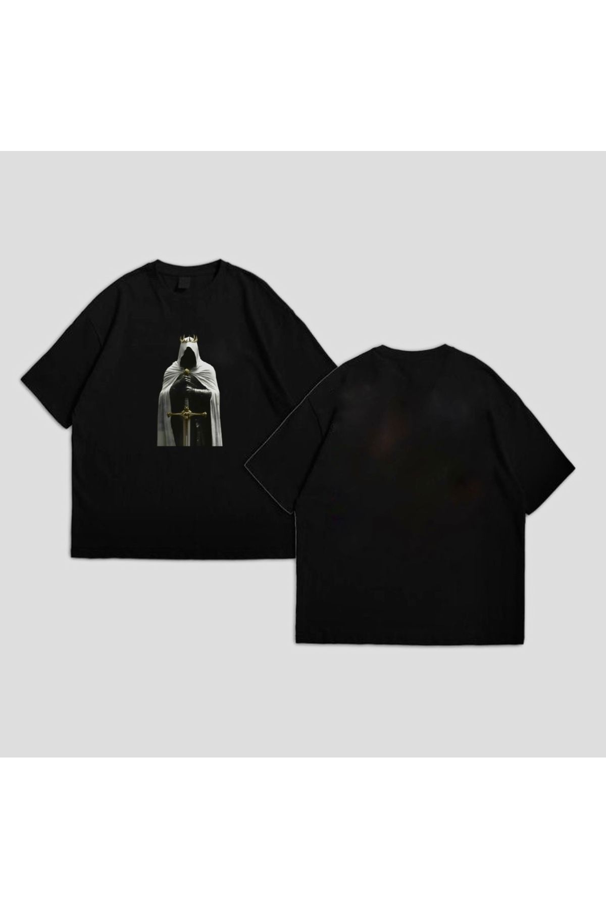 RPT MODA OVERSIZE RAHAT KALIP THE DARK KING BASKILI YÜKSEK KALİTE KUMAŞ ERKEK T-SHIRT