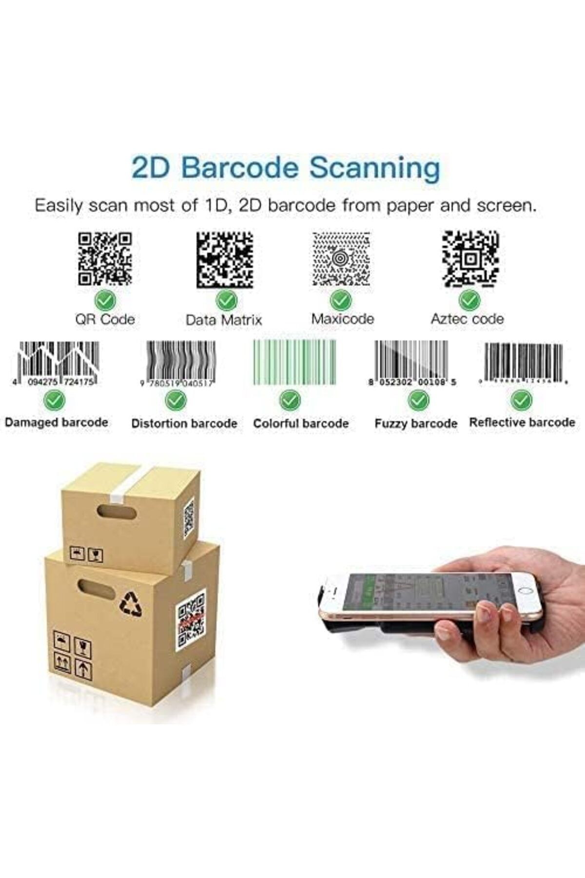 Eyoyo-1D 2D Back Clip Bluetooth Barcode Scanner, Portable QR Barcode Reader for Phone Image Scanner 7