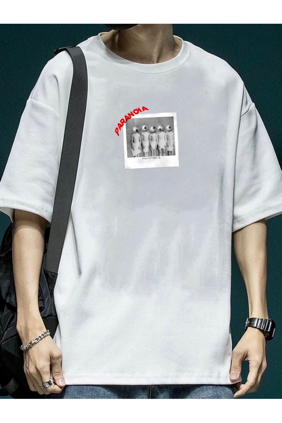 RPT MODA OVERSIZE RAHAT KALIP PANAROIA BASKILI YÜKSEK KALİTE KUMAŞ ERKEK T-SHIRT