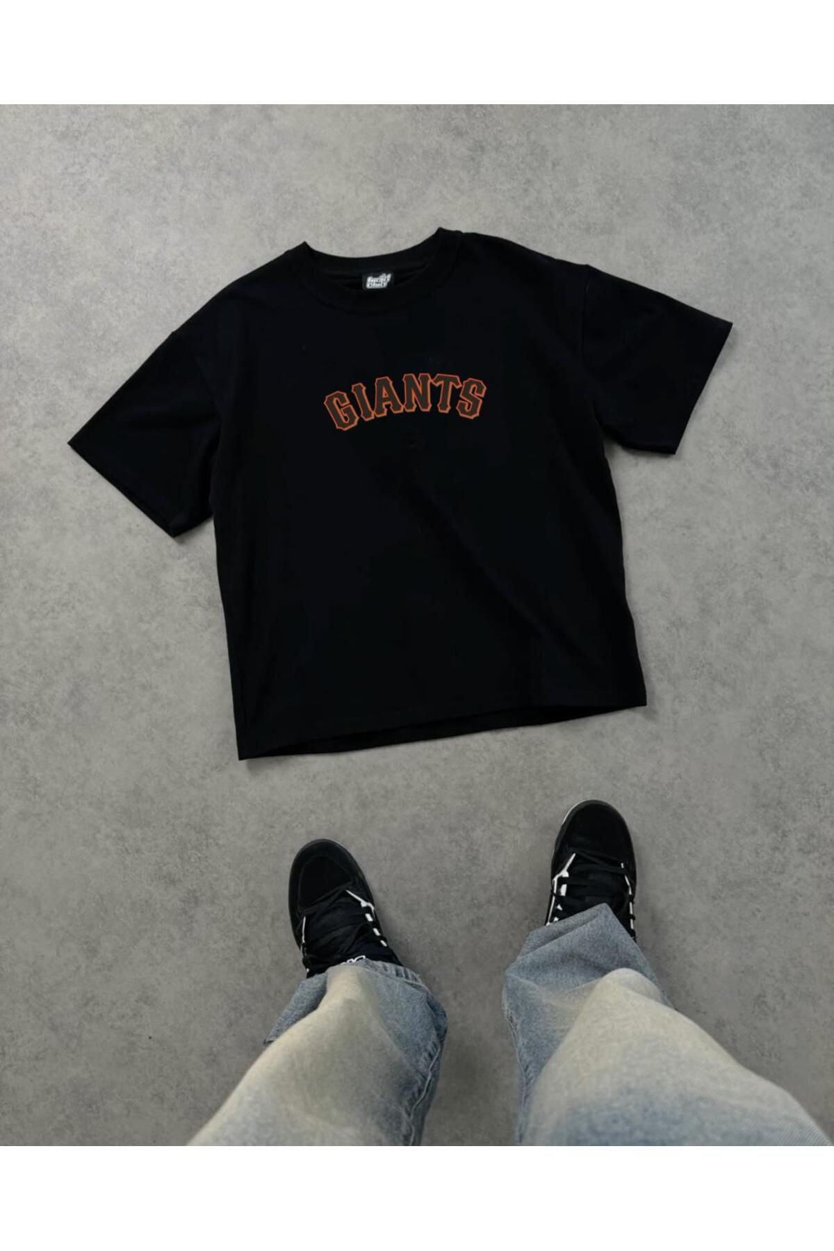 RPT MODA OVERSIZE RAHAT KALIP GIANTS BASKILI YÜKSEK KALİTE KUMAŞ ERKEK T-SHIRT