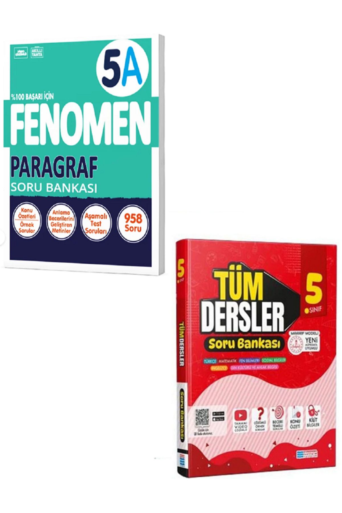 Evrensel İletişim Yayınları 5.Sınıf Fenomen 5A Paragraf Soru Bankası + 5.Sınıf Evrensel Tüm Dersler Soru Bankası / 2 KİTAP SET