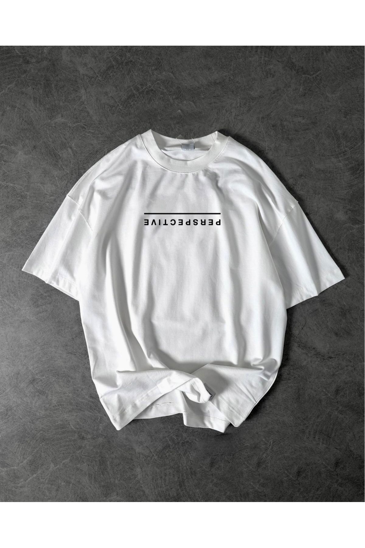 RPT MODA OVERSIZE RAHAT KALIP PERSPEKTİV BASKILI YÜKSEK KALİTE KUMAŞ ERKEK T-SHIRT