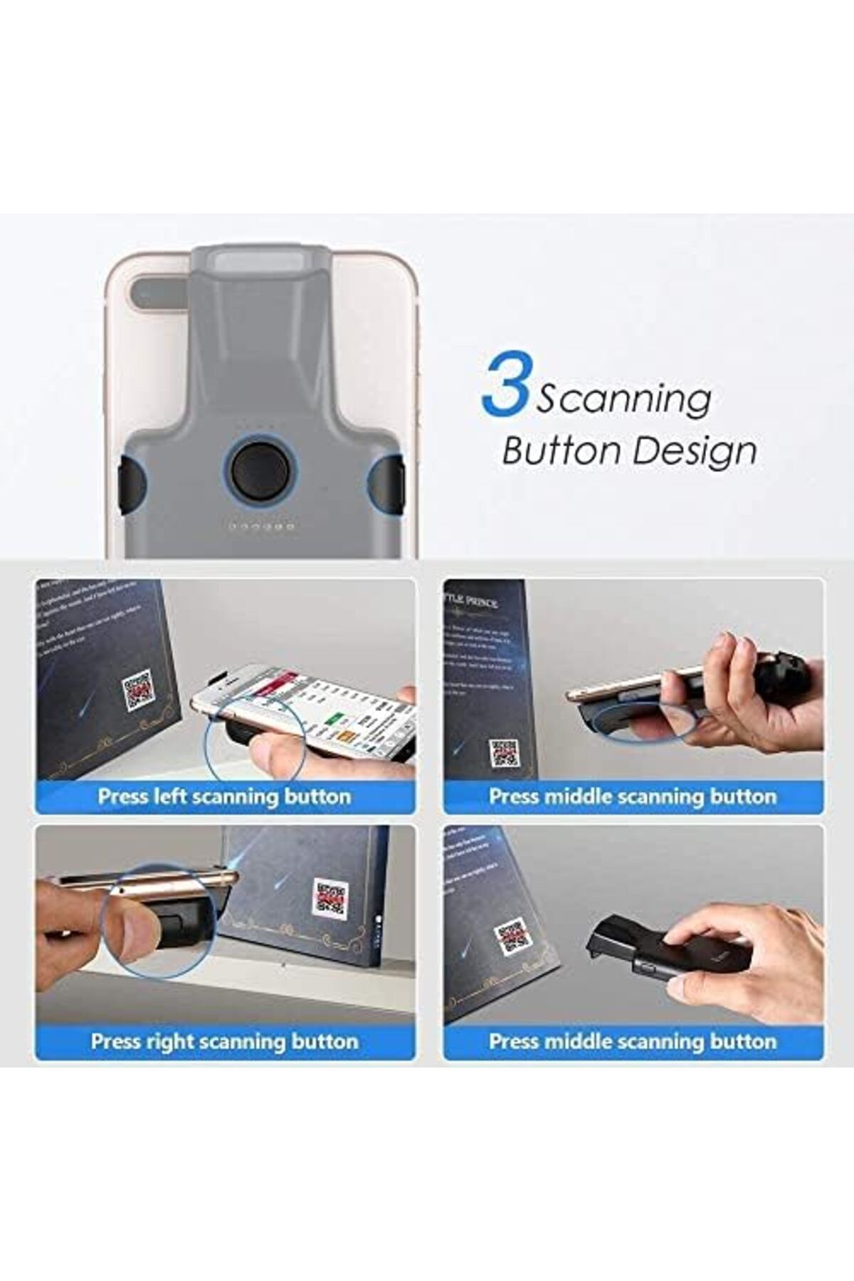 Eyoyo-1D 2D Back Clip Bluetooth Barcode Scanner, Portable QR Barcode Reader for Phone Image Scanner 5