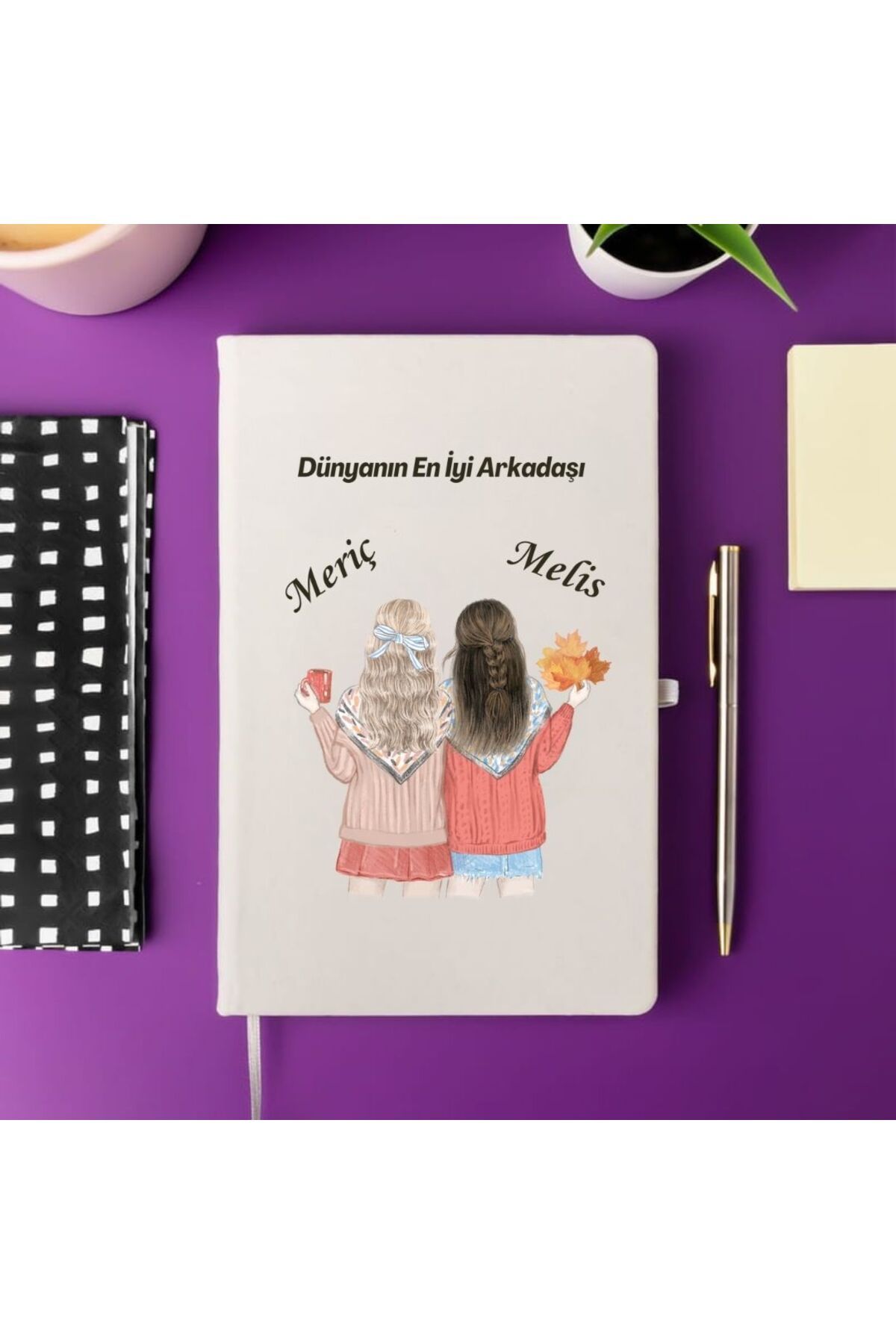 gifttime Arkadaşlara Özel İsim Yazılı Tasarımlı Defter