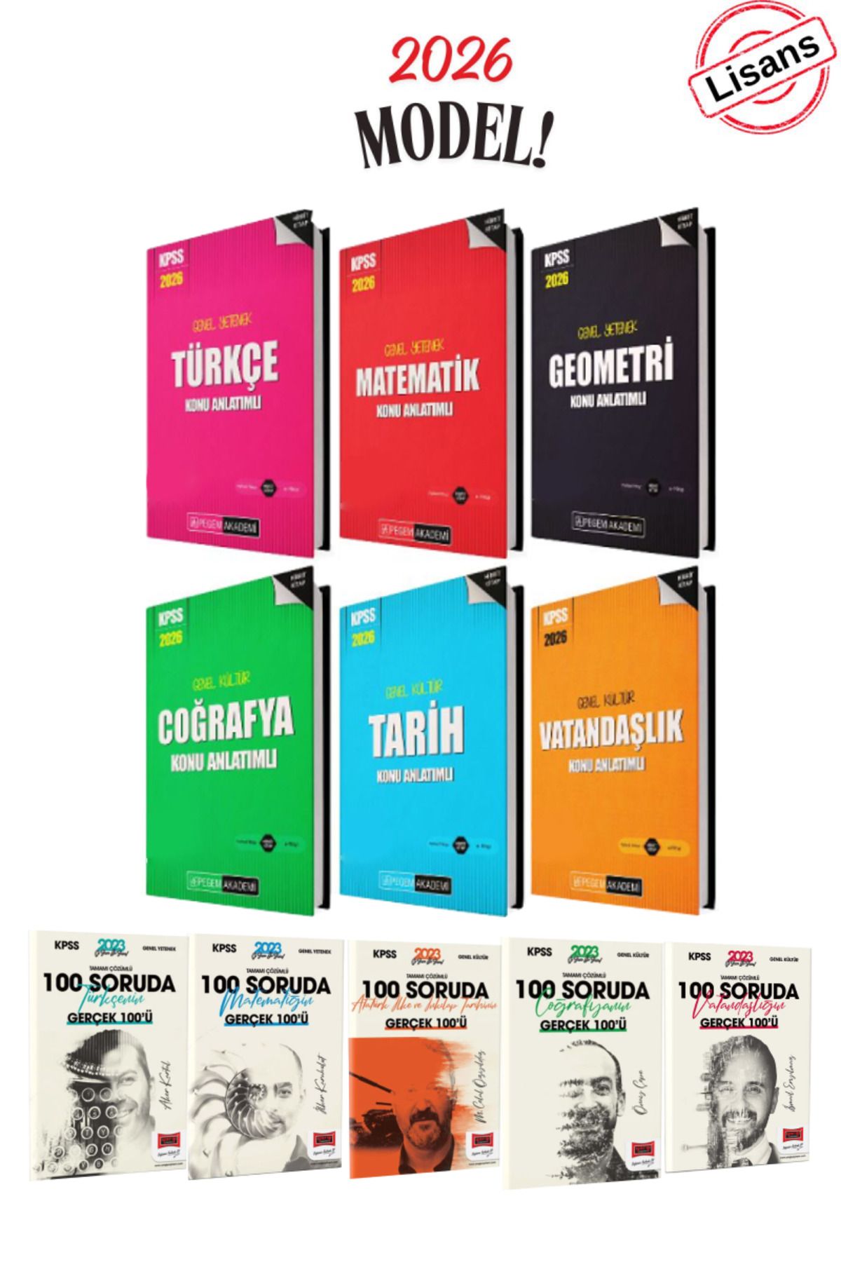 Pegem Akademi Yayıncılık 2026 KPSS GYGK Pegem Konu Anlatım Seti Türkçe Matematik Geo Tarih Coğrafya Vatandaşlık+100 Soruda