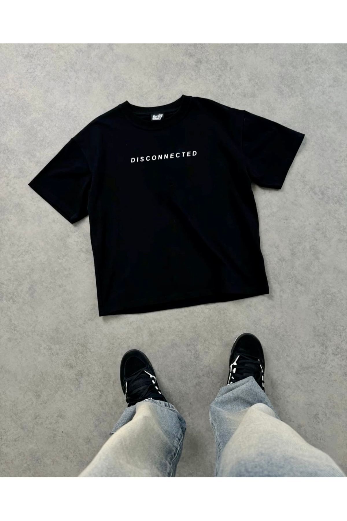 RPT MODA OVERSIZE RAHAT KALIP DISCONNECTED BASKILI YÜKSEK KALİTE KUMAŞ ERKEK T-SHIRT