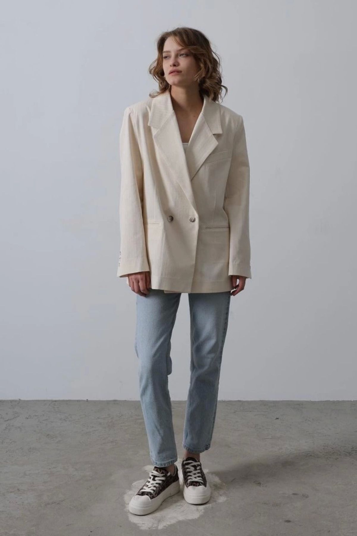 ZORM Natür Oversize Blazer Ceket - Şık ve Rahat Stil