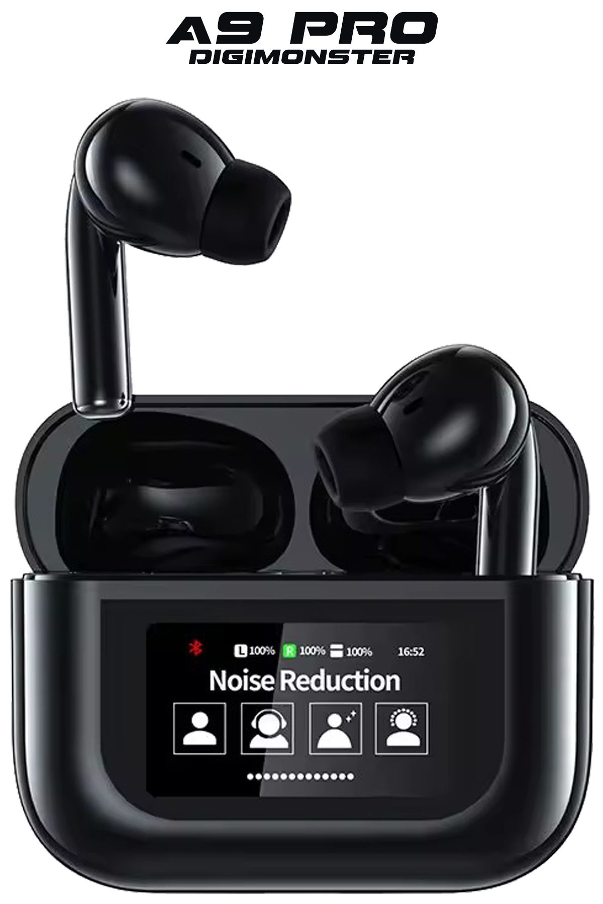 DigiMonster ANC/ENC Modları Aktif A9 Pro Dokunmatik Oled Gösterge Ekranlı Bluetooth Kulaklık