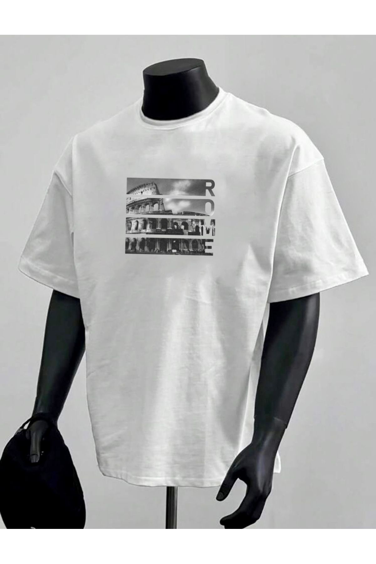 RPT MODA OVERSIZE RAHAT KALIP ROME BASKILI YÜKSEK KALİTE KUMAŞ ERKEK T-SHIRT
