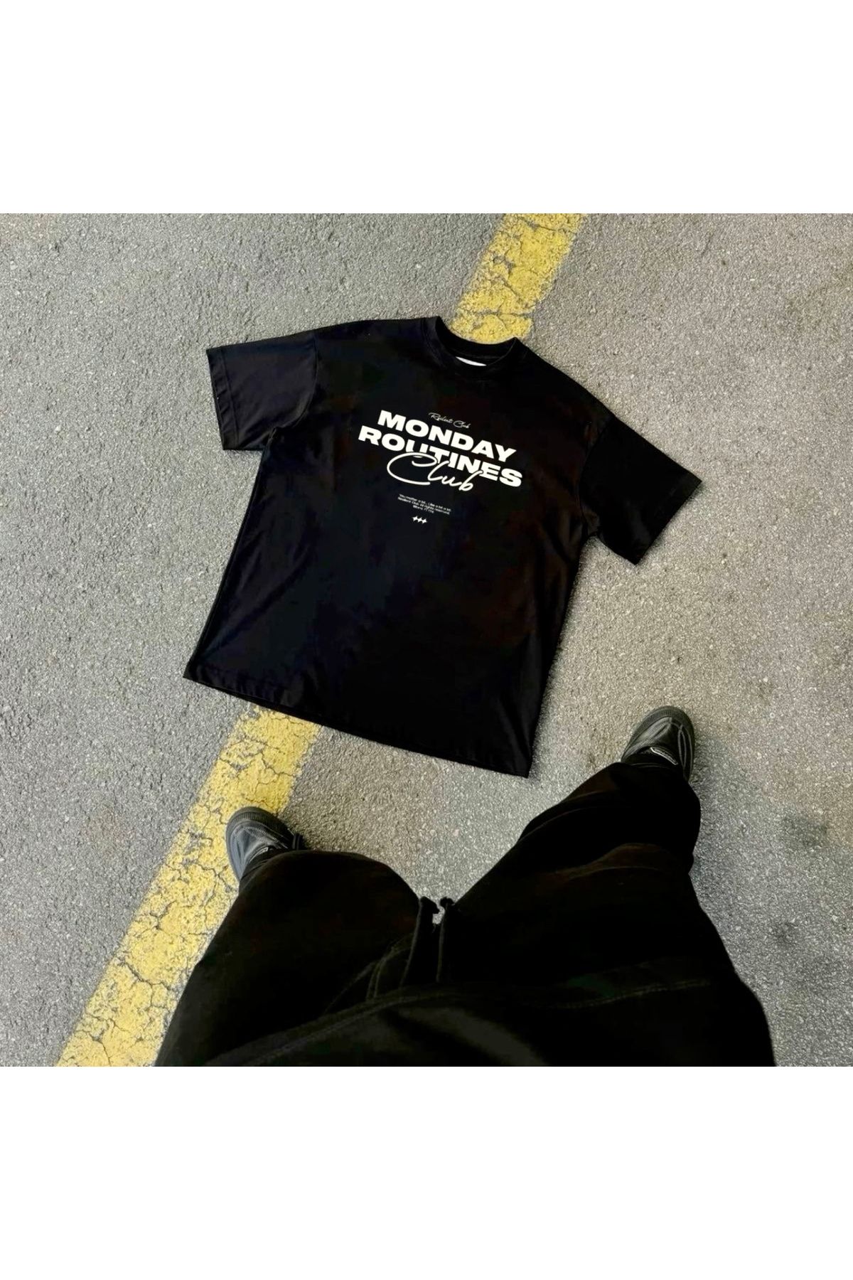 RPT MODA OVERSIZE RAHAT KALIP MONDAY BASKILI YÜKSEK KALİTE KUMAŞ ERKEK T-SHIRT