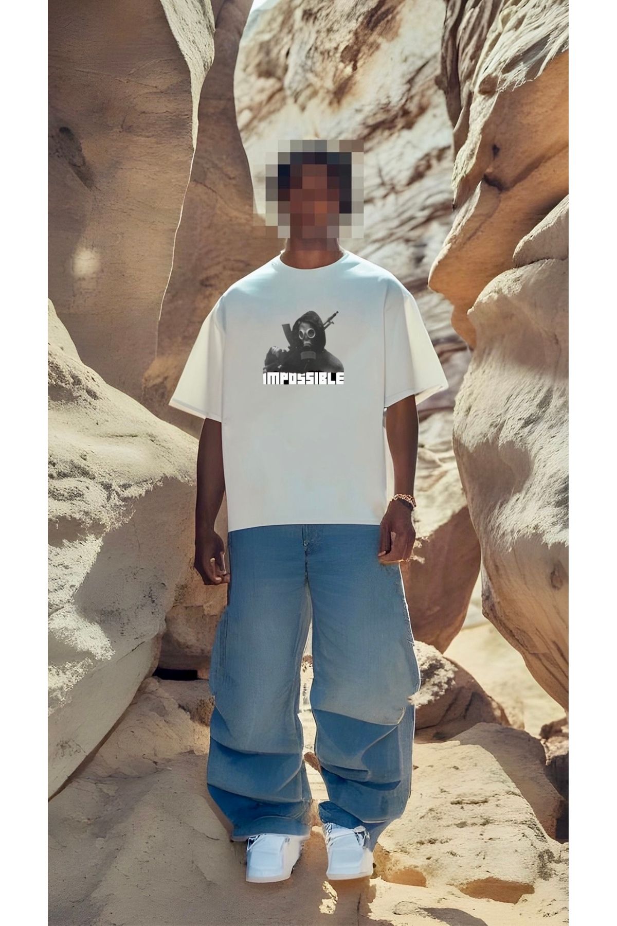 RPT MODA OVERSIZE RAHAT KALIP IMPOSSIBLE BASKILI YÜKSEK KALİTE KUMAŞ ERKEK T-SHIRT