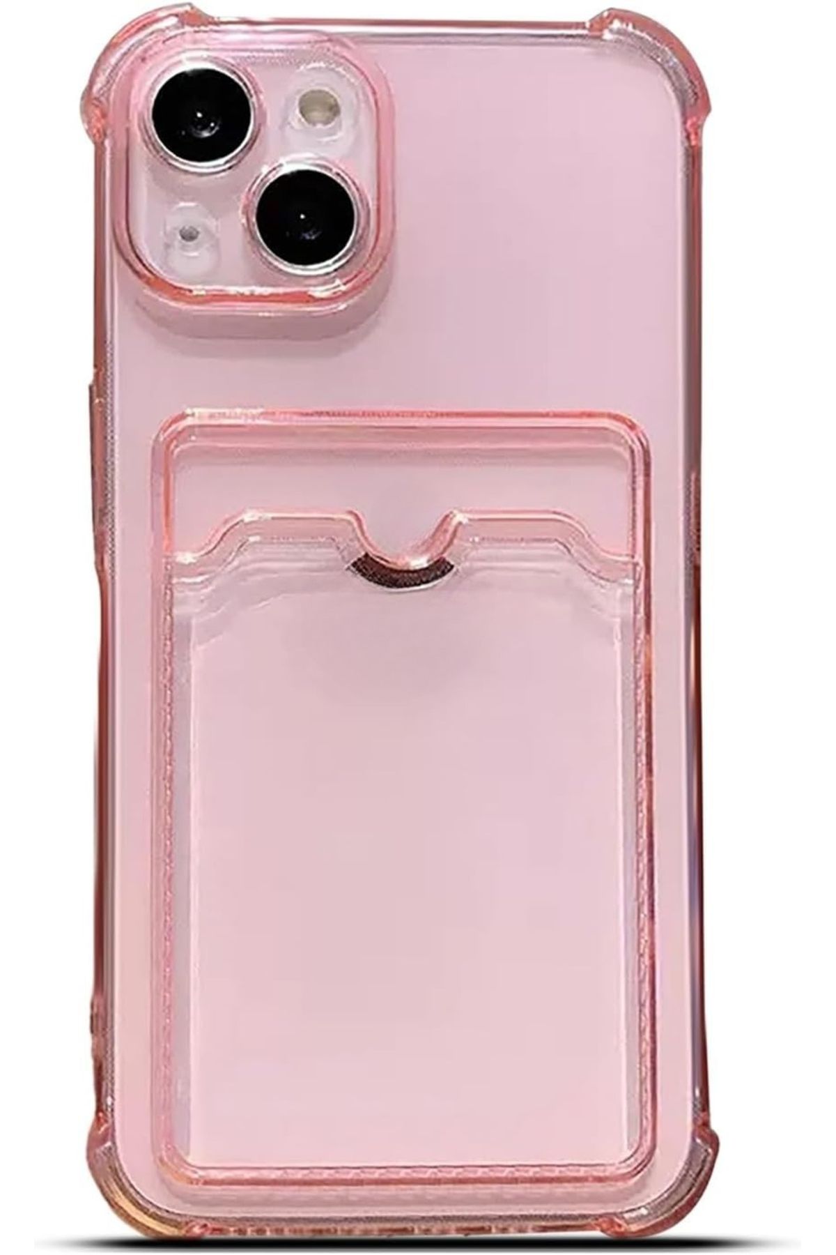 Ehr. iPhone 14 Uyumlu Kamera Korumalı Kartlıklı Köşeleri Airbag Tasarımlı Darbe Önleyici Şeffaf Silikon K