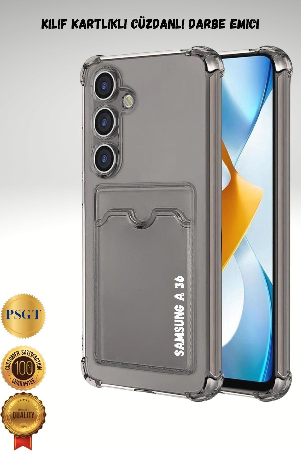 PSGT samsung ( A 36 ) Uyumlu Kılıf Kamera Koruma Ve Köşe Korumalı Kartlıklı Cüzdanlı Darbe Emici