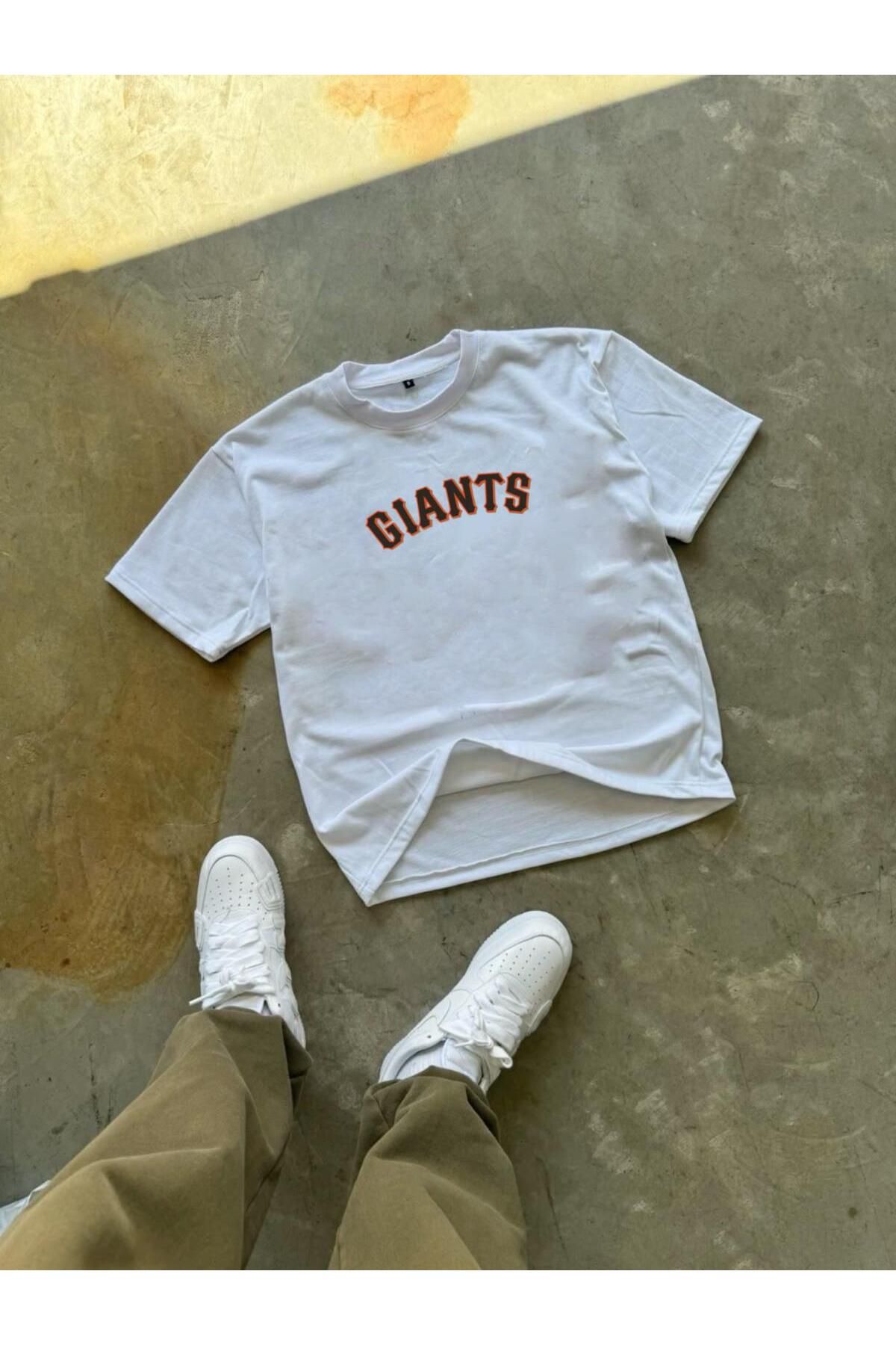 RPT MODA OVERSIZE RAHAT KALIP GIANTS BASKILI YÜKSEK KALİTE KUMAŞ ERKEK T-SHIRT