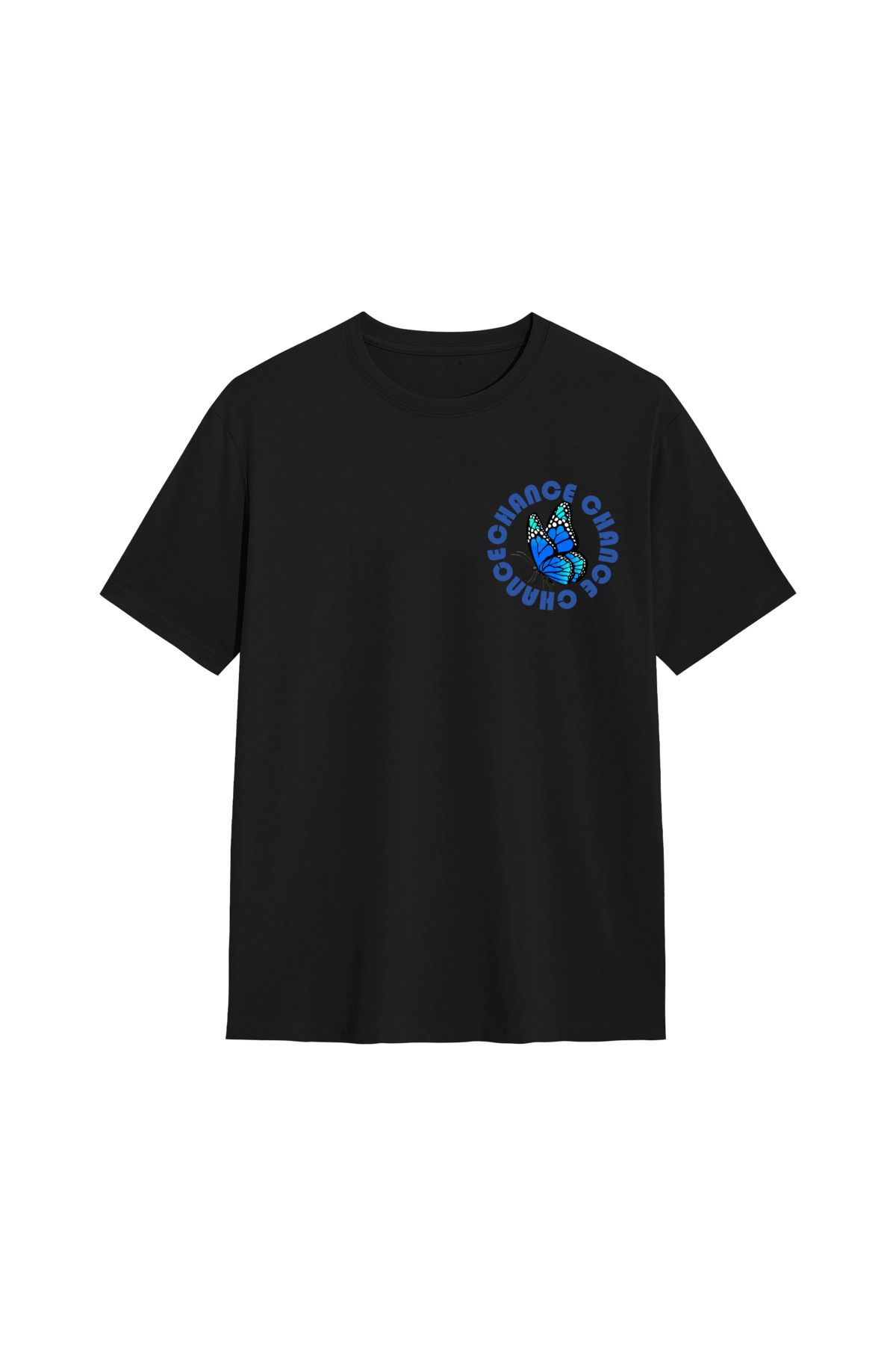 MODA Mavi Kelebek Change Şans Baskılı Oversize Tshirt