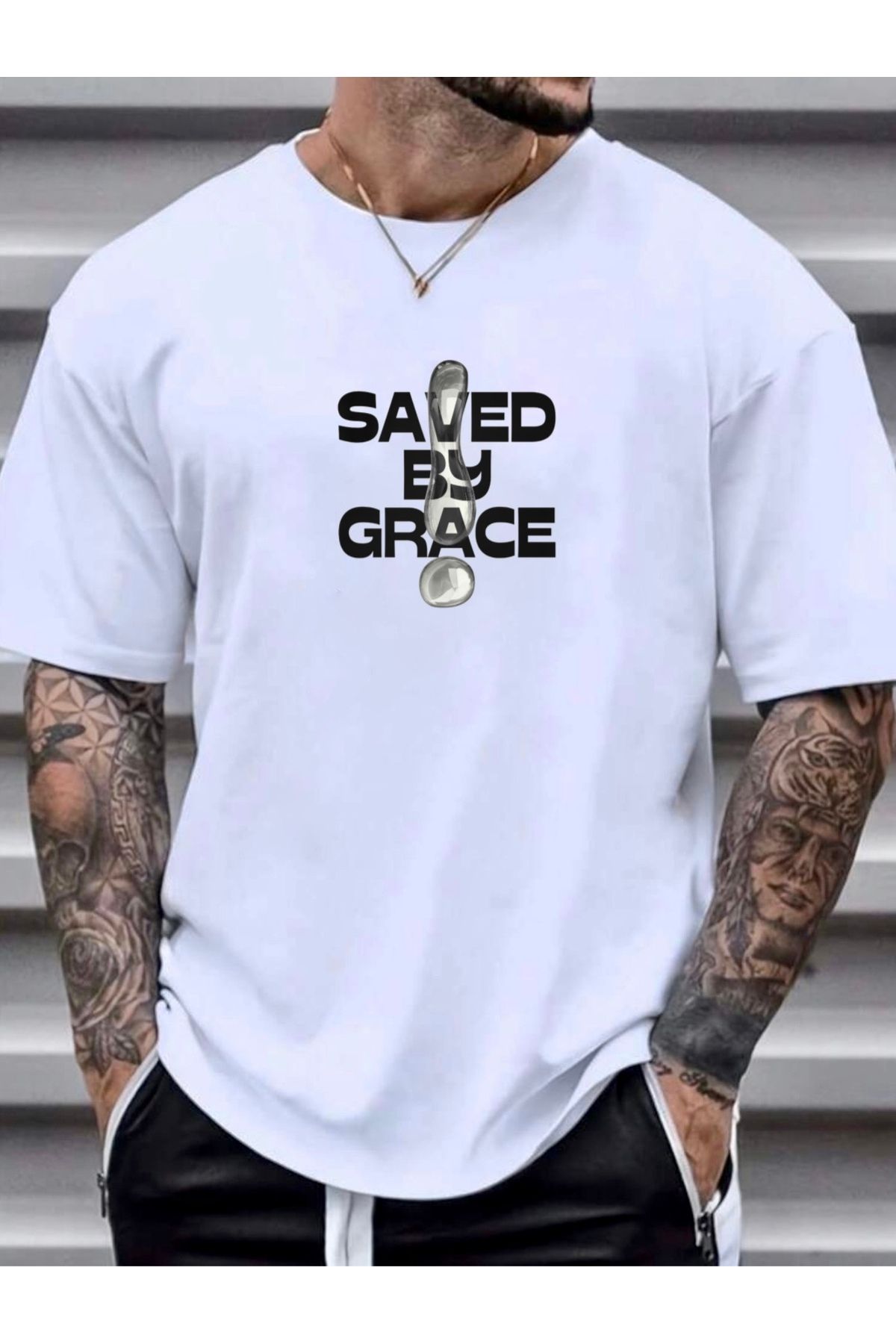 RPT MODA OVERSIZE RAHAT KALIP SAVED BY BASKILI YÜKSEK KALİTE KUMAŞ ERKEK T-SHIRT