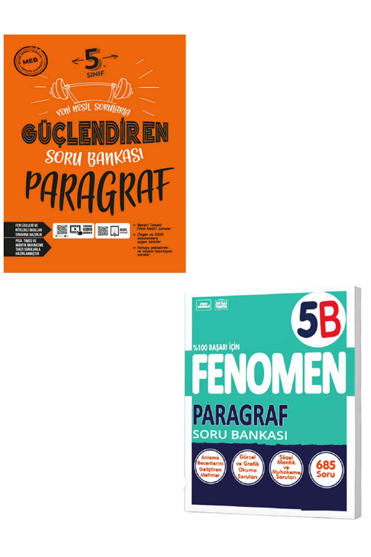Evrensel İletişim Yayınları 5.Sınıf Ankara Güçlendiren Paragraf Soru Bankası + 5.Sınıf Fenomen 5B Paragraf Soru Bankası /2 KİTAP