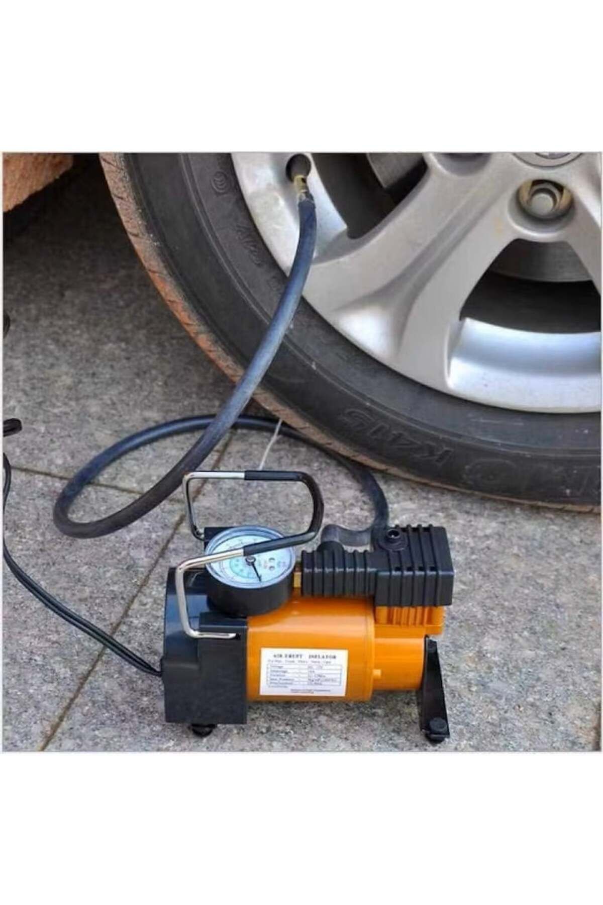 varioshop-Compresor auto portabil VarioShop®, 12V, 150 PSI, 10 BAR, cu manometru si accesorii pentru umflat r 6