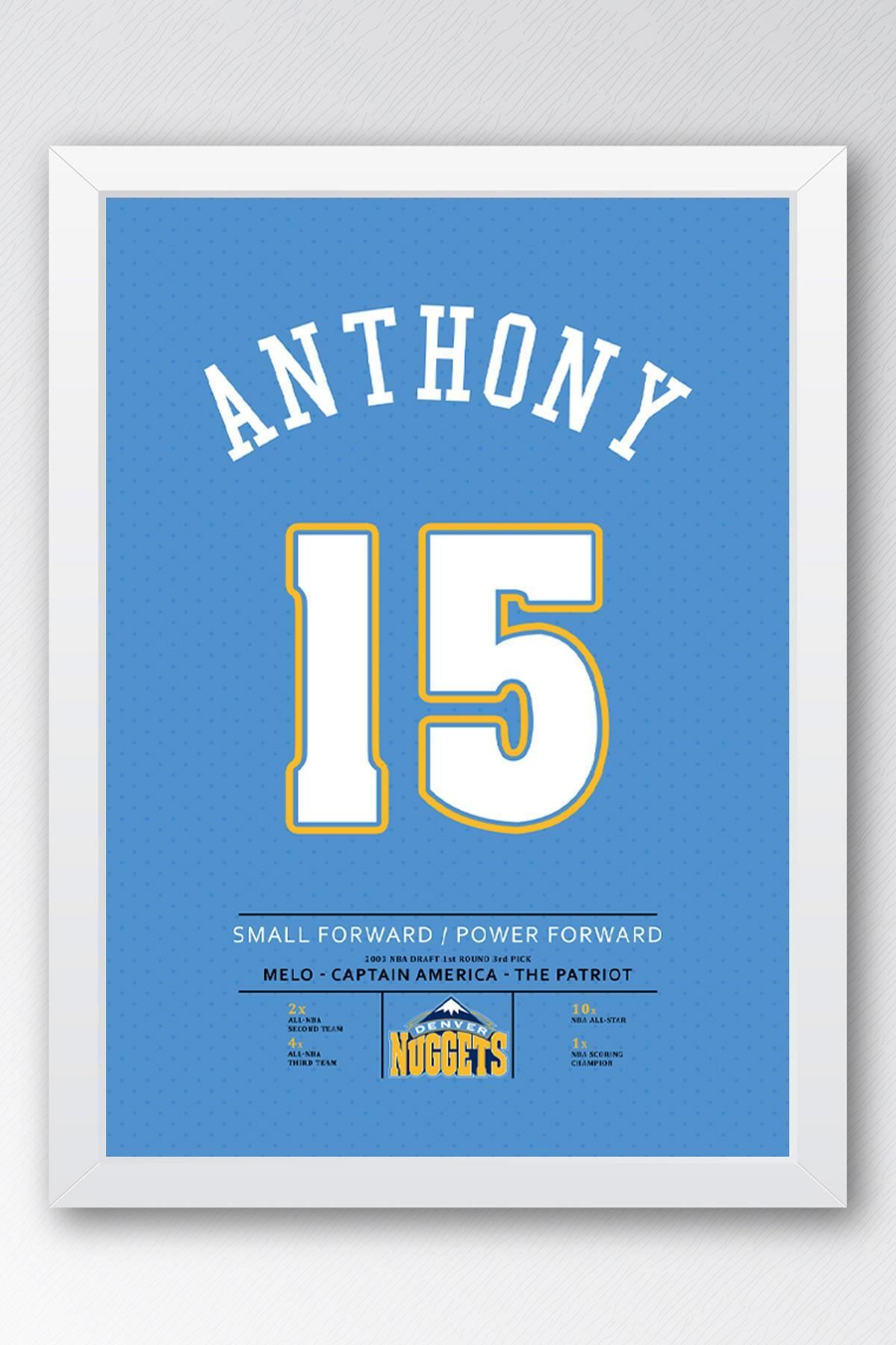 Saturn Carmelo Anthony Forma Çerçeveli Tablo - NBA Denver Nuggets Jersey