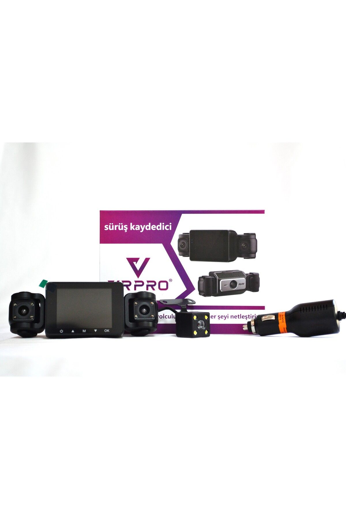 VrPro 4 Kameralı Araç İçi Yol Kayıt Kamerası 2.4 İnç Ekranlı 1080p ( Telefon Uygulamalı + Wifi )