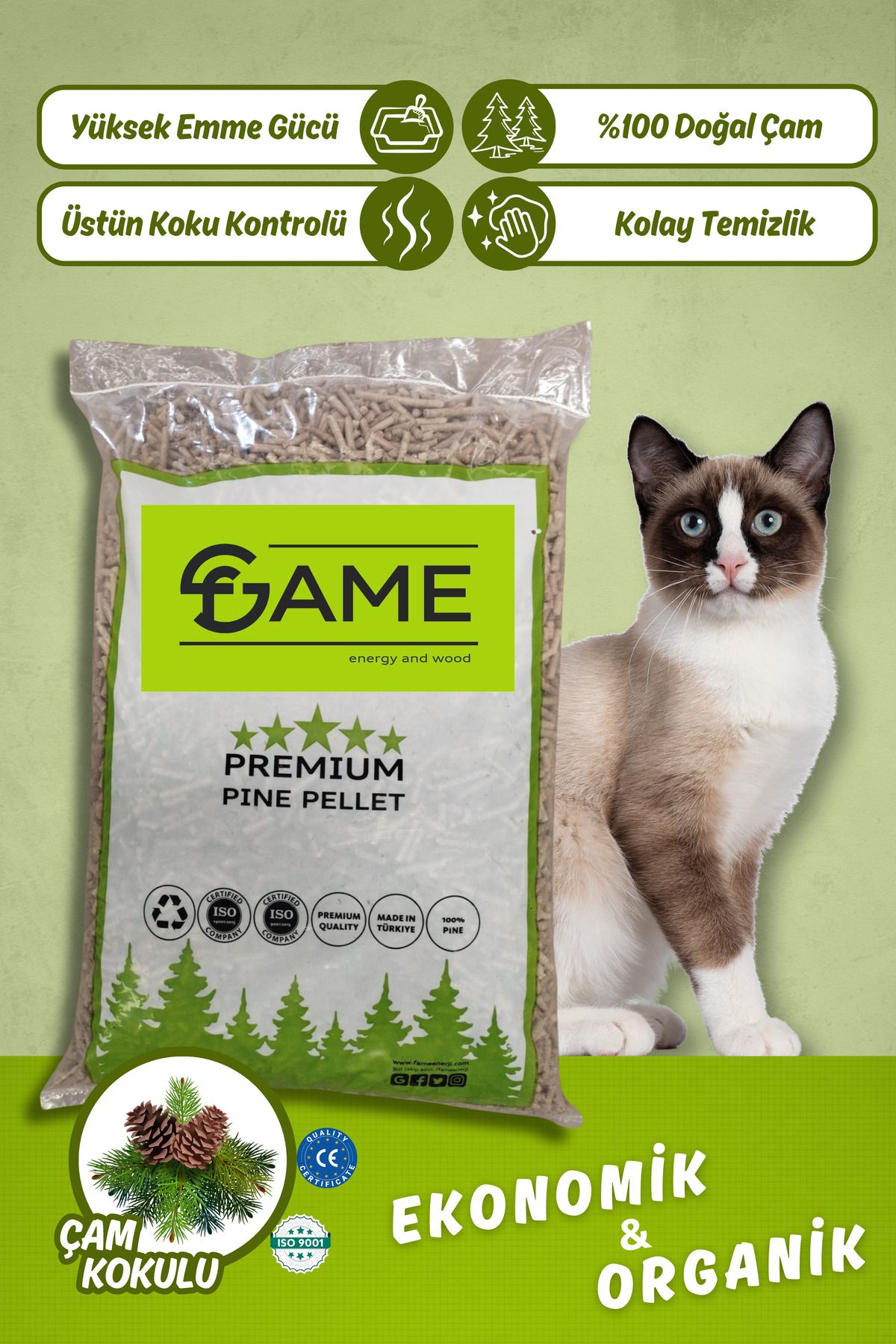 FAME ENERGY Çam Peleti Kedi Kumu 50 kg