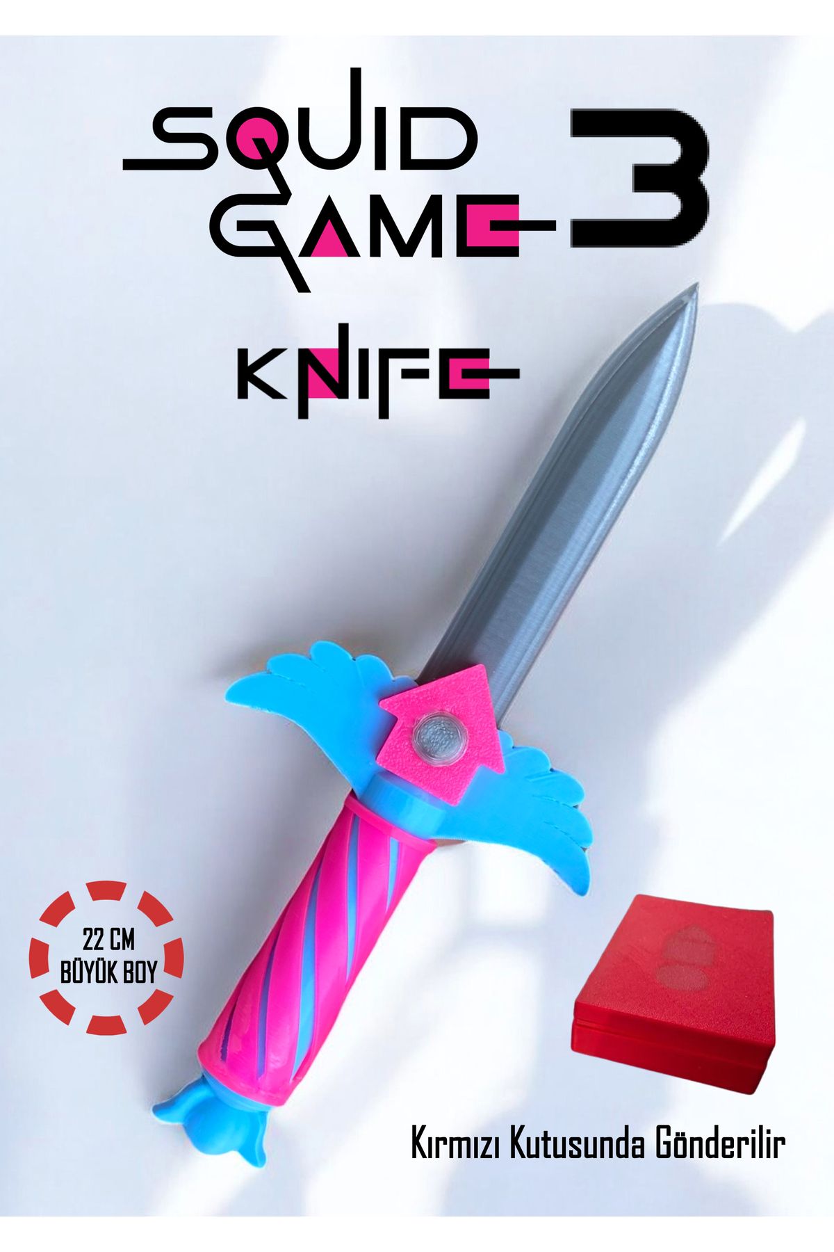 GiginGo Squid Game 3 Bıçak Figürü - Squid Game 3 Kırmızı Kutu ve Bıçak Figür Seti