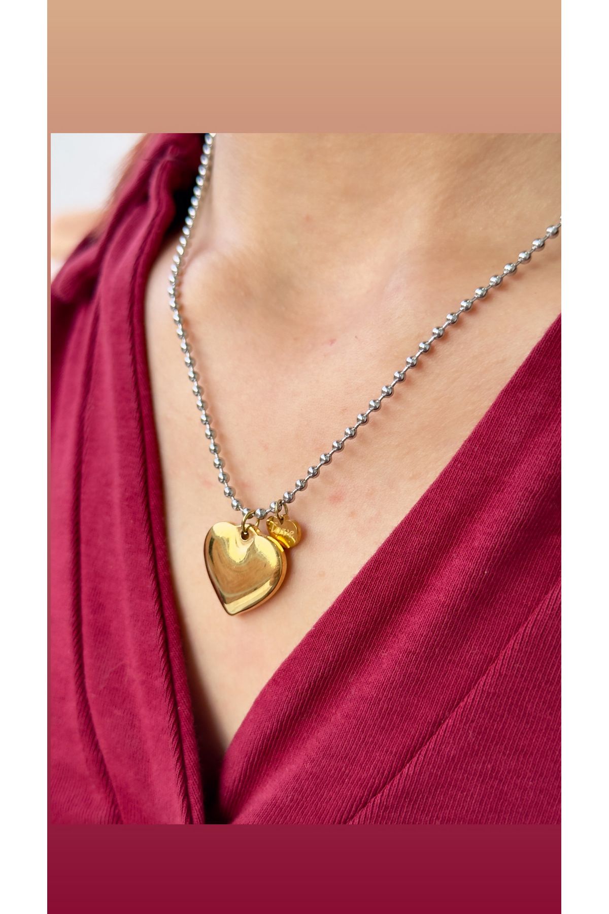 İNN JEWELLERY Çelik Kolye Kararmaz Antialerjik Kalp Figürlü (2 Yıl İthalatçı Garantili)